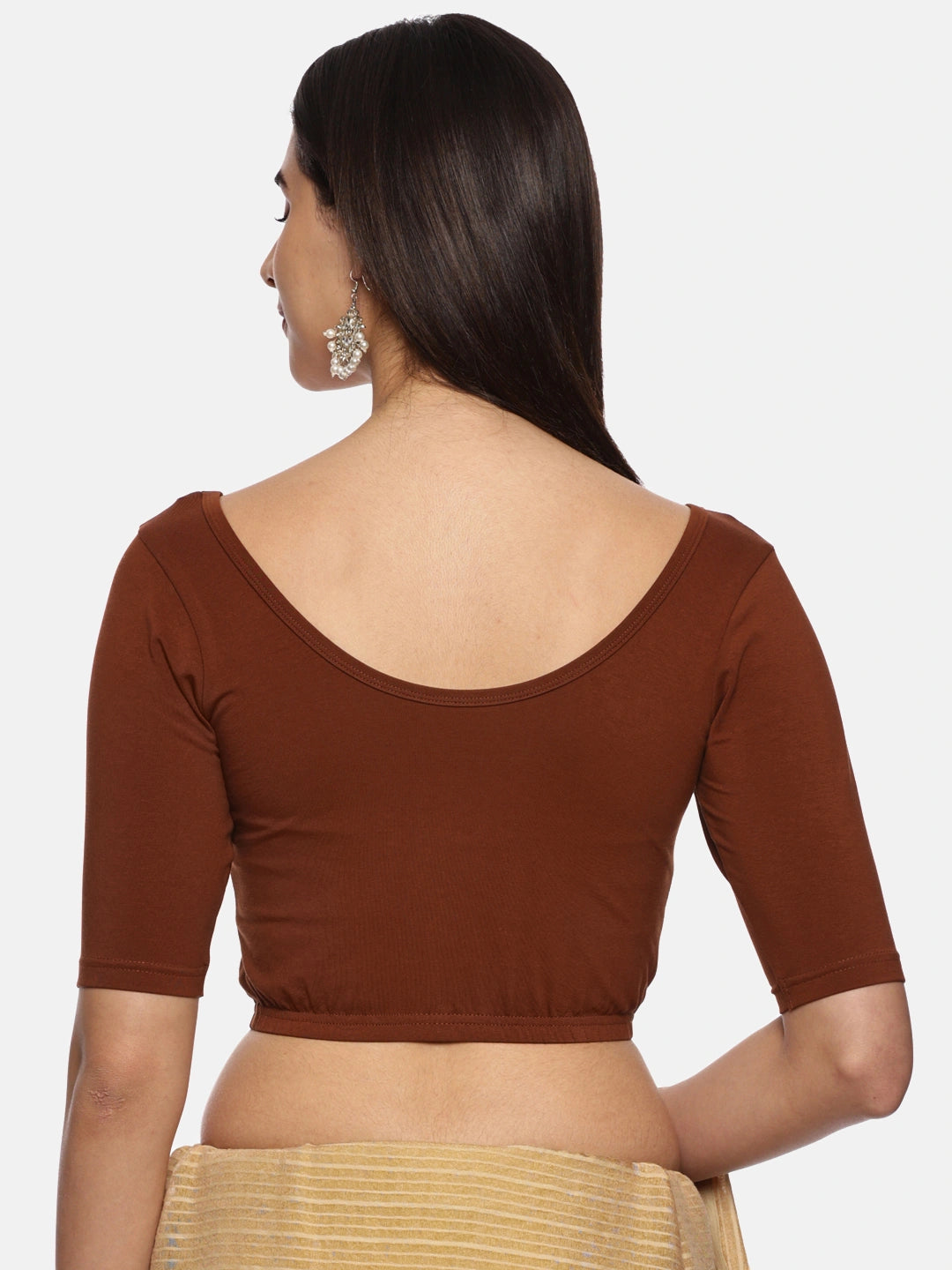 Women Plain Stretchable Blouse U01B - notyetbyus