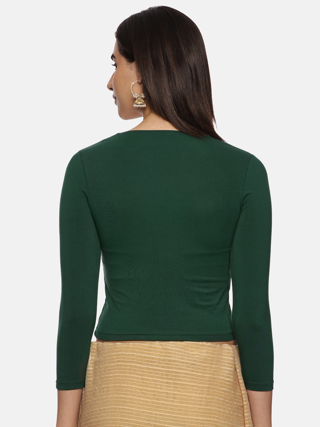 Women Three Fourth Sleeve Plain Stretchable Blouse U0101 - notyetbyus