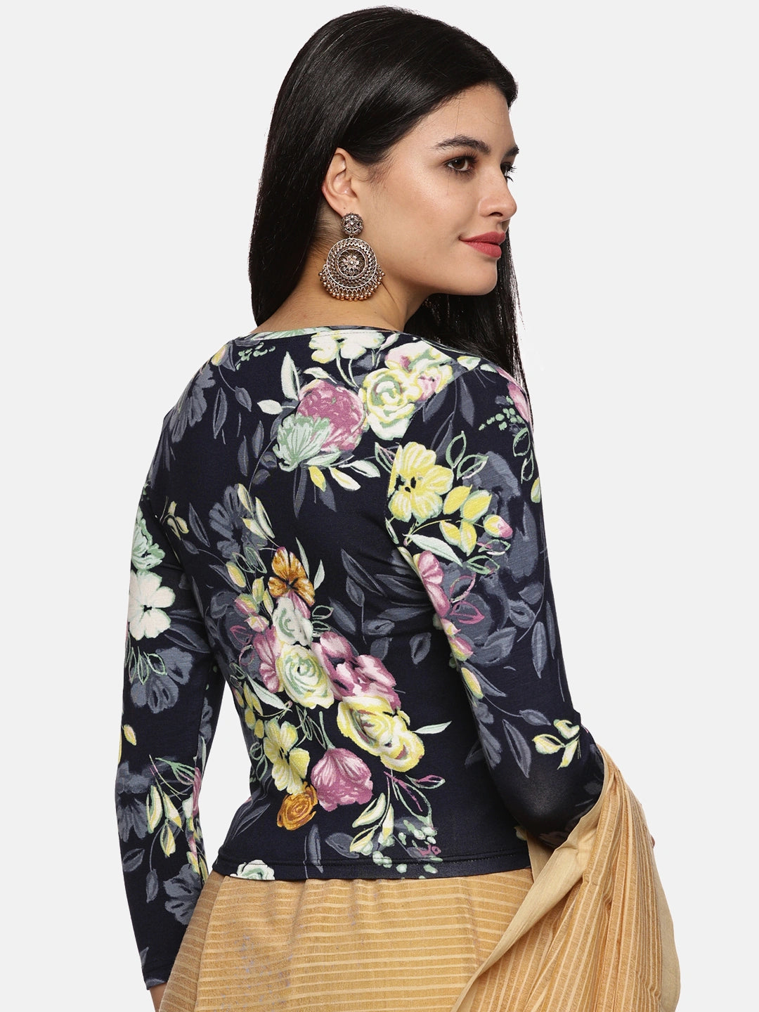 Women Allover Printed Three Fourth Sleeve Viscose Stretchable Blouse UA010 - notyetbyus