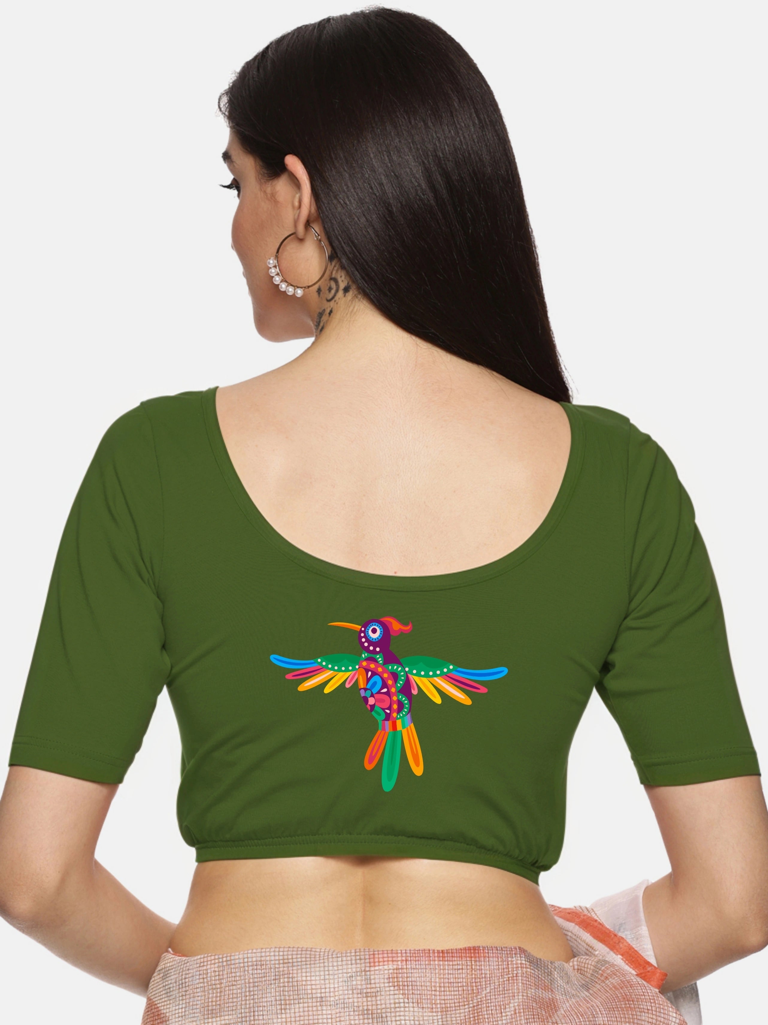 Women Back Printed Stretchable Blouse U08 - notyetbyus