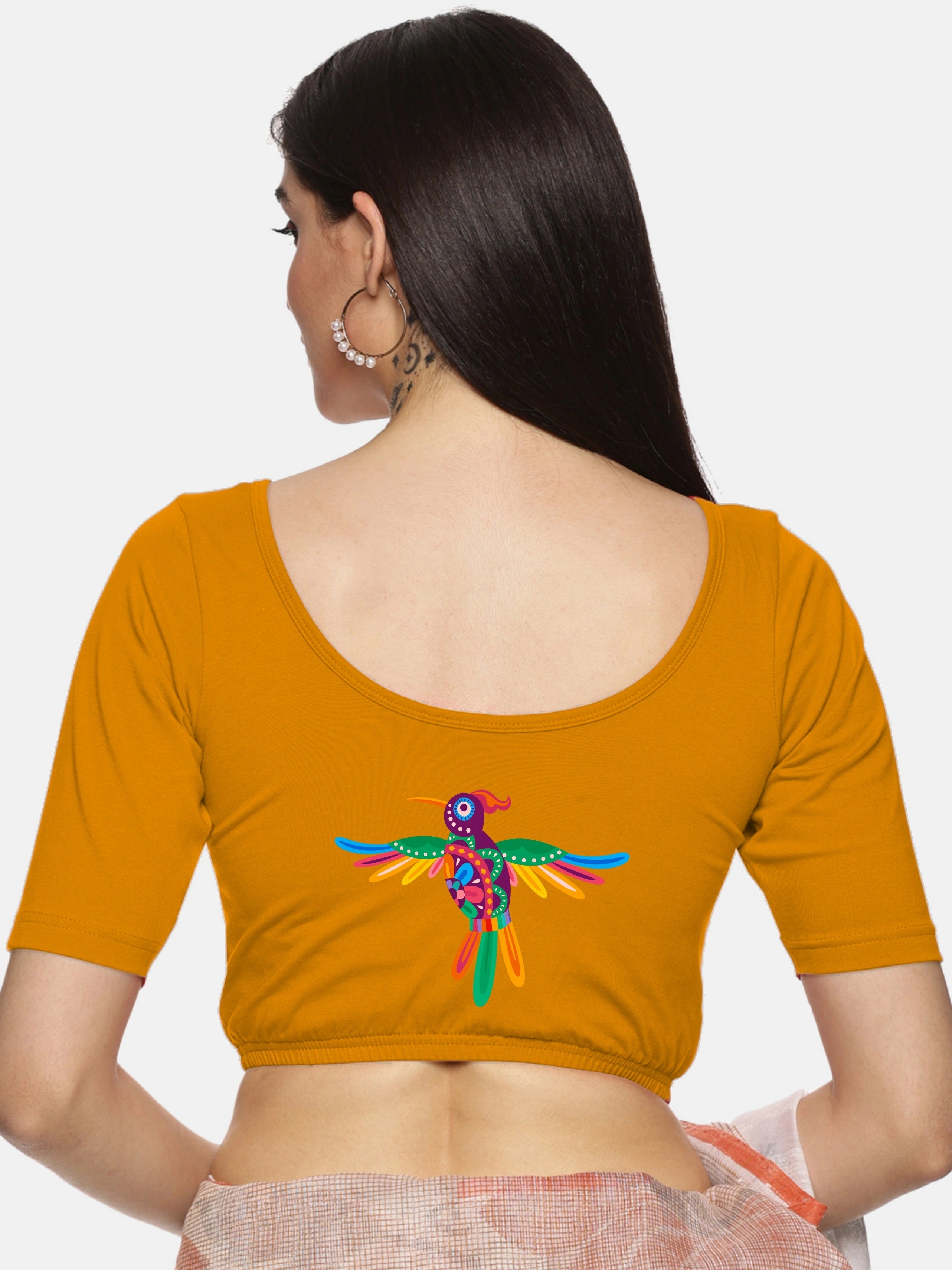 Women Back Printed Stretchable Blouse U08 - notyetbyus