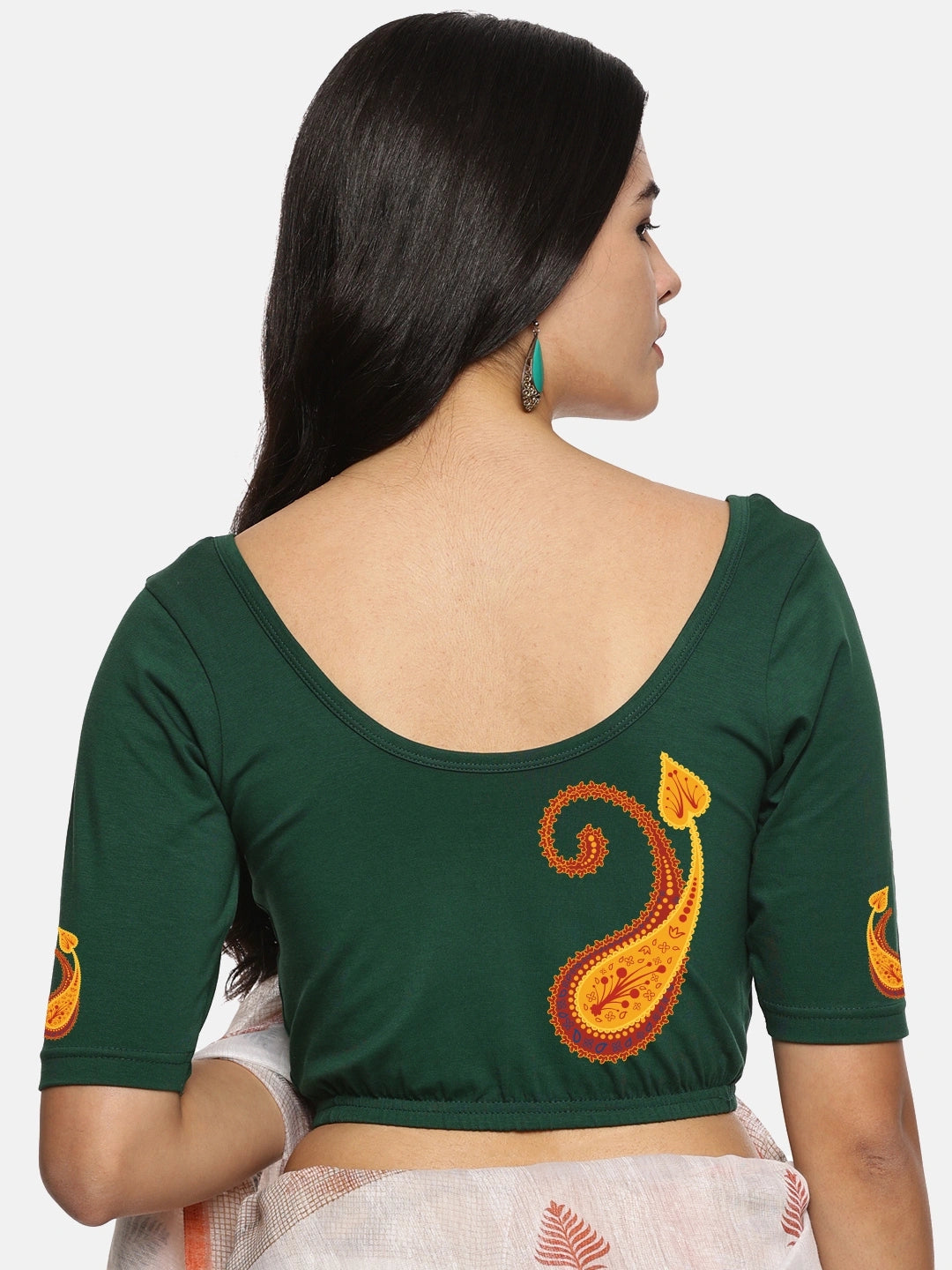 Women Back Printed Stretchable Blouse U0177 - notyetbyus