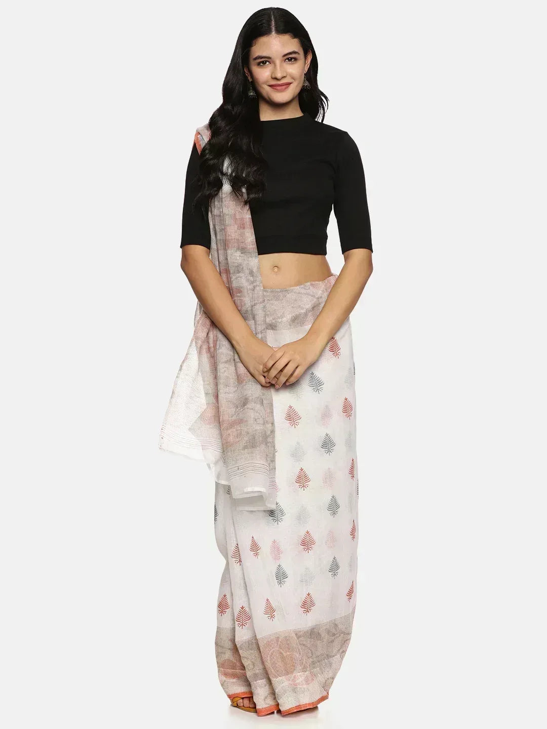 Women Back Printed Stretchable Elbow Sleeve RIB Blouse U0155 - notyetbyus