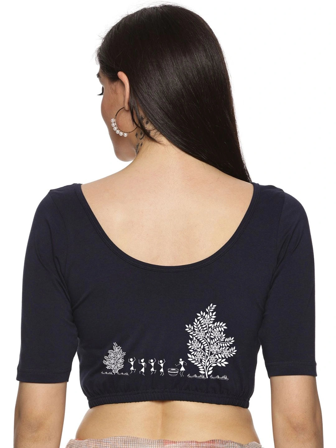 Women Back Printed Stretchable Blouse U0165 - notyetbyus