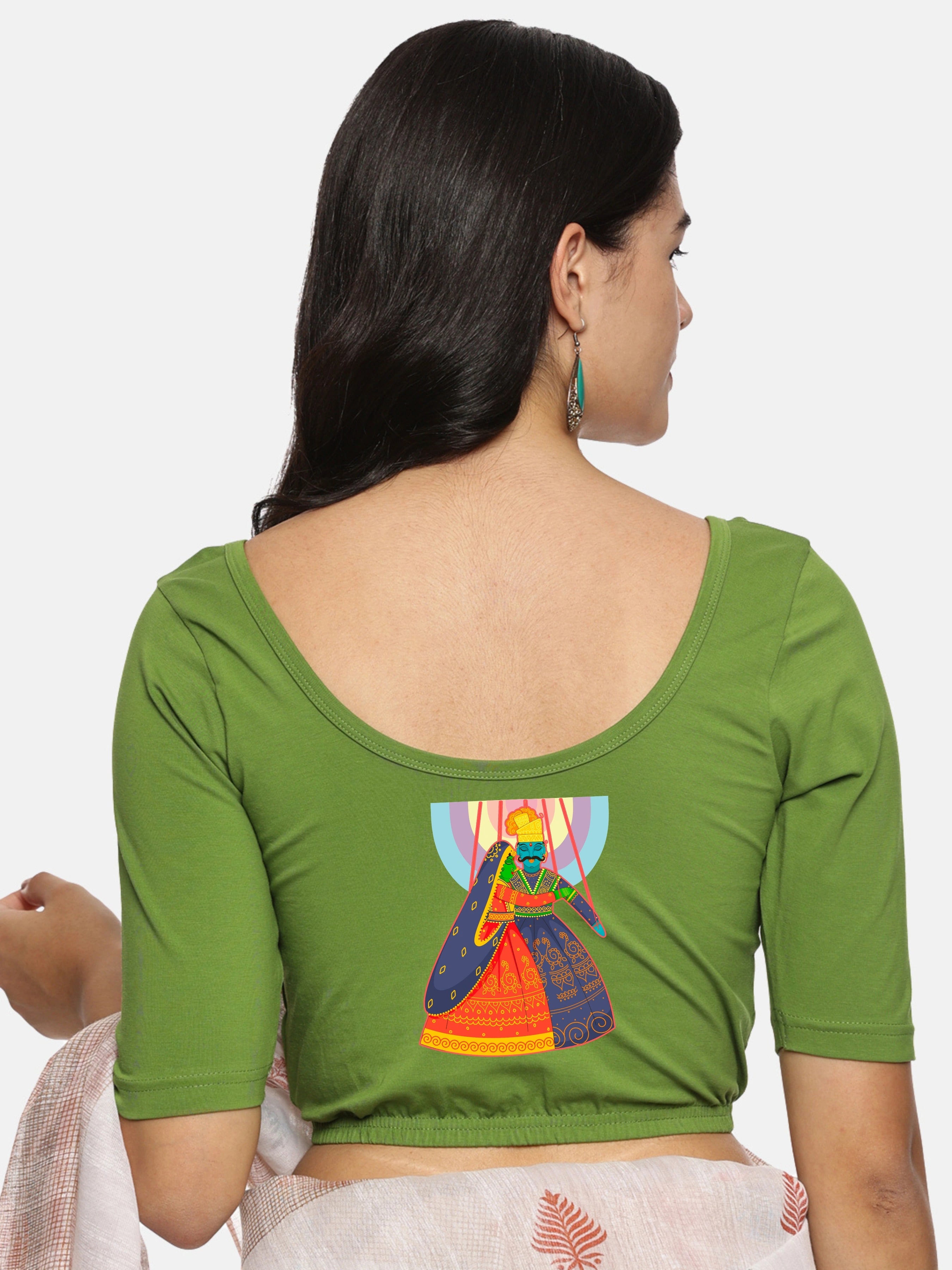 Women Back Printed Stretchable Blouse U0142 - notyetbyus