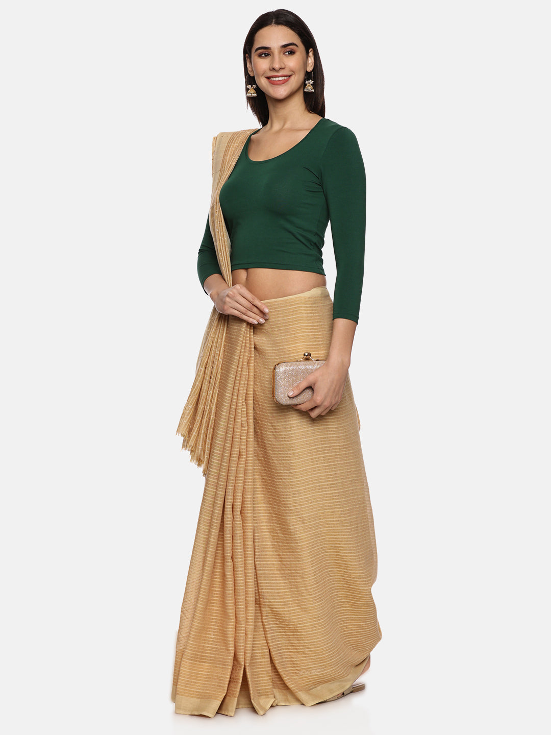 Women Three Fourth Sleeve Plain Stretchable Blouse U0101 - notyetbyus