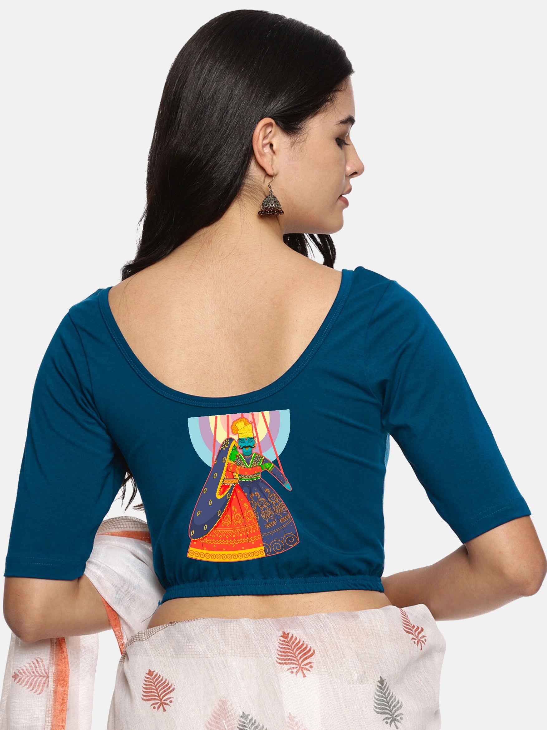 Women Back Printed Stretchable Blouse U0142 - notyetbyus