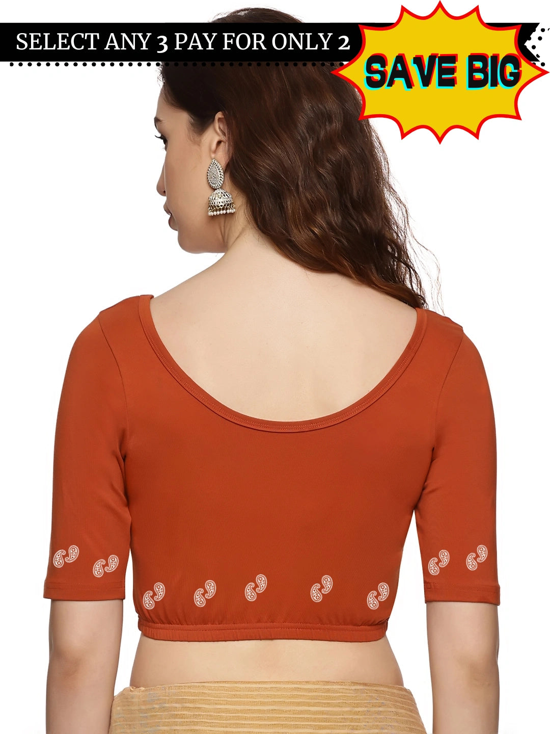 Women Back Printed Stretchable Blouse U089 - notyetbyus