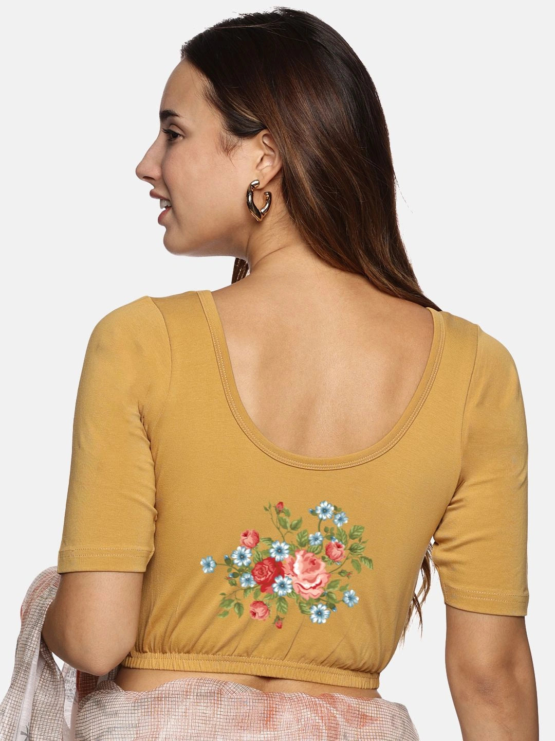 Women Back Printed Stretchable Blouse U0176 - notyetbyus