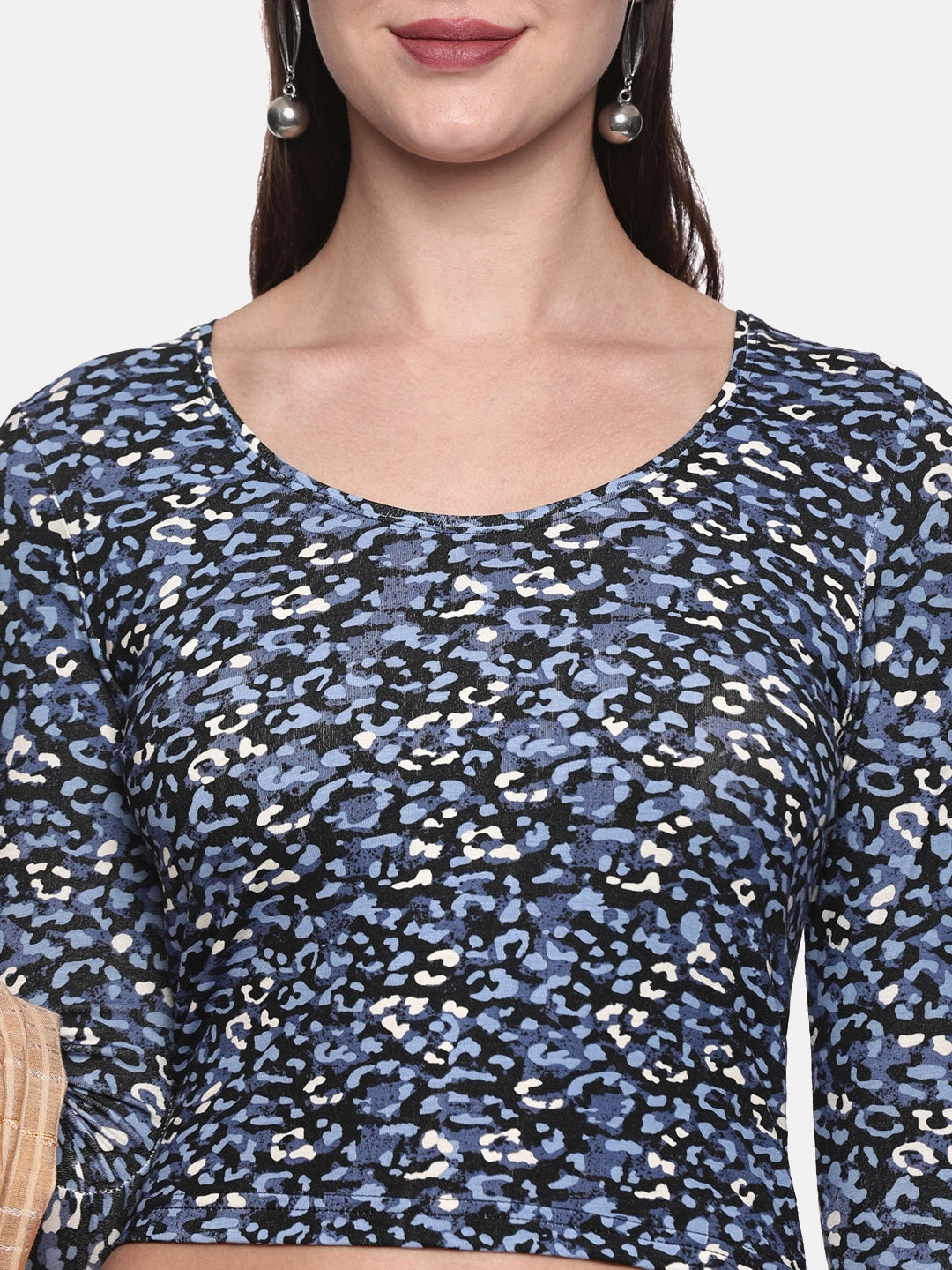 Women Allover Printed Three Fourth Sleeve Cotton Stretchable Blouse UA020 - notyetbyus