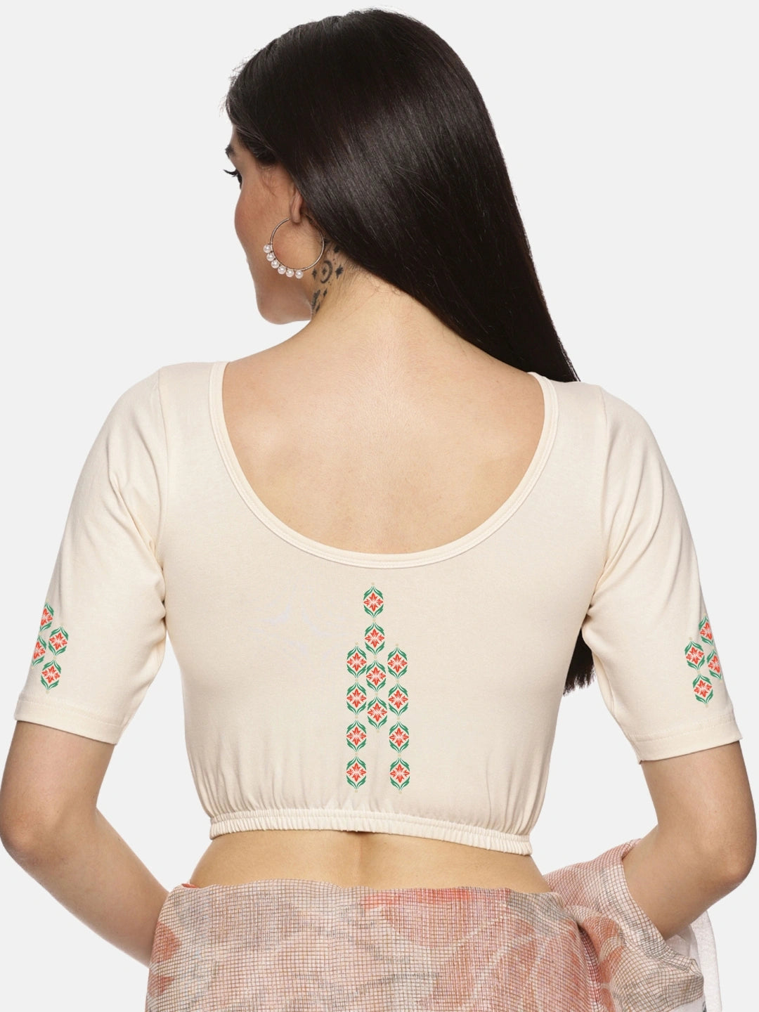 Women Back Printed Stretchable Blouse U0178 - notyetbyus