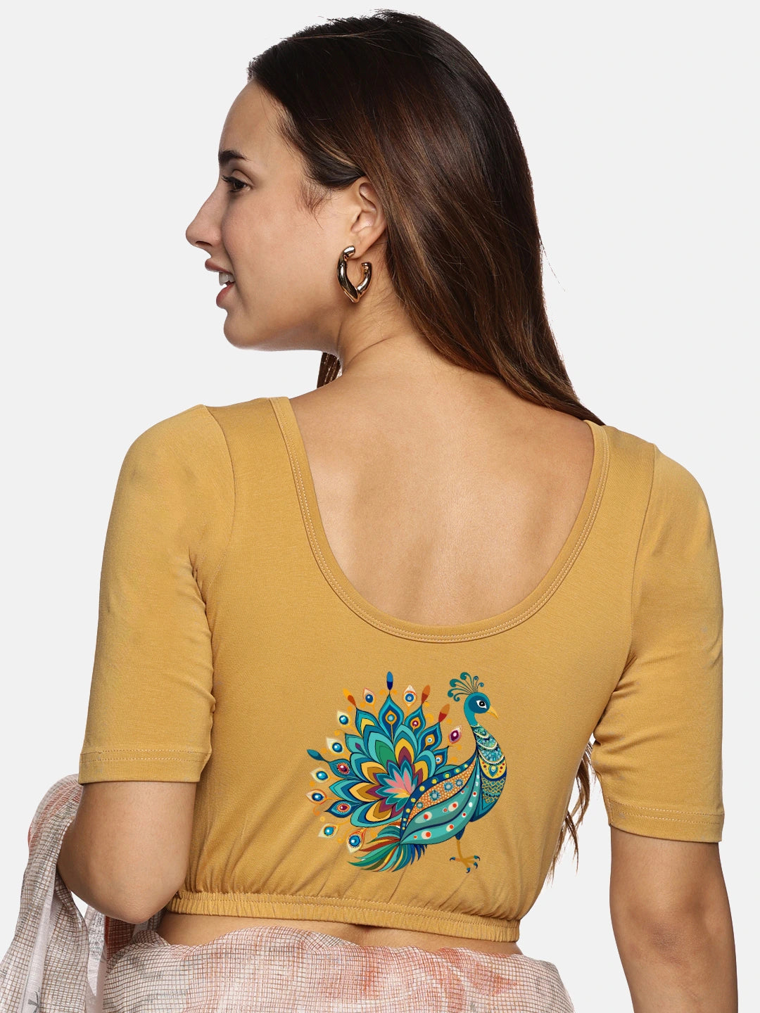 Women Back Printed Stretchable Blouse U0135 - notyetbyus