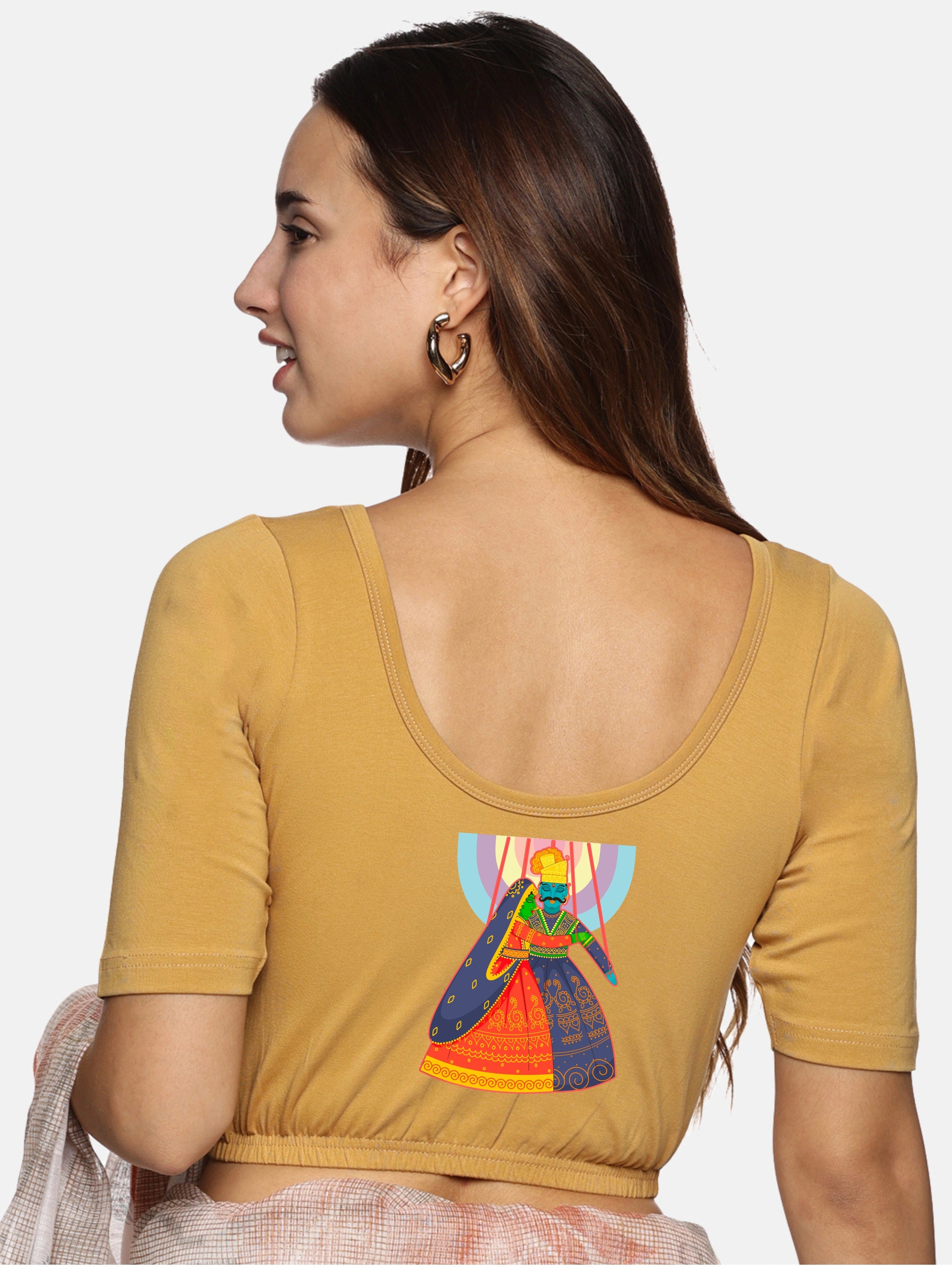 Women Back Printed Stretchable Blouse U0142 - notyetbyus