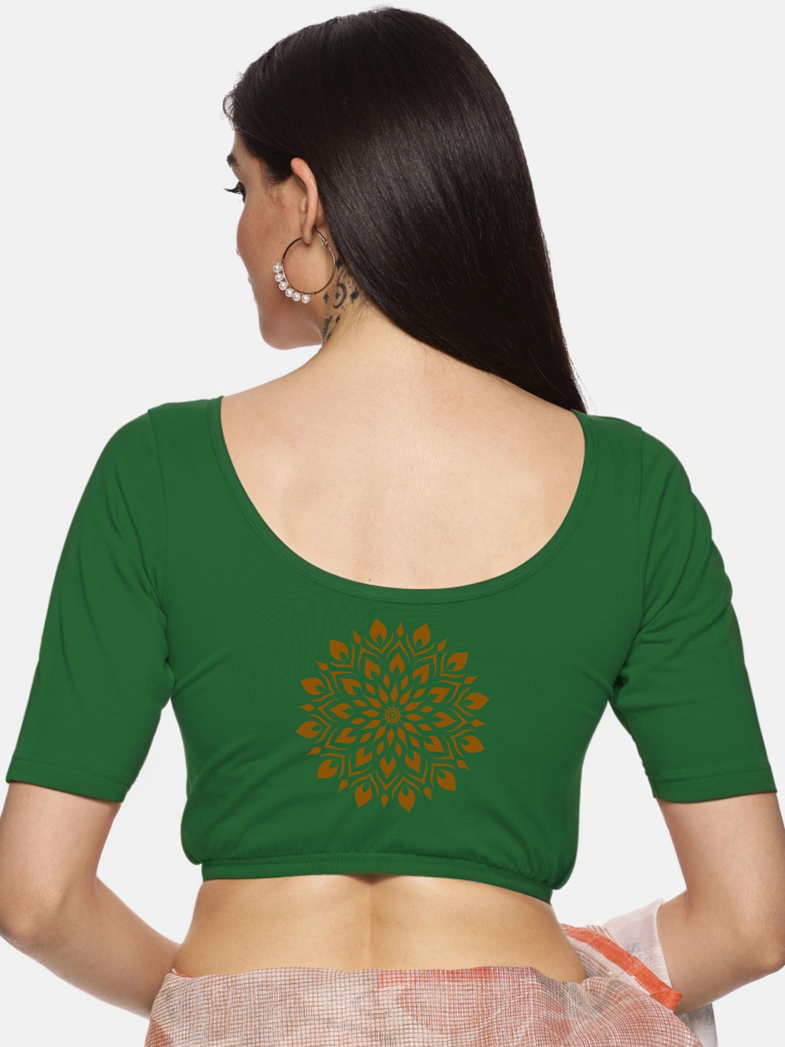 Women Back Printed Stretchable Blouse U014 - notyetbyus