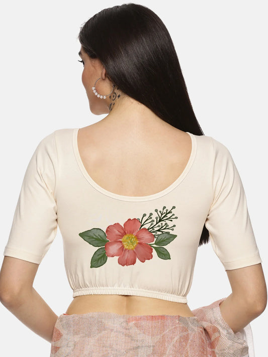 Women Back Printed Stretchable Blouse U073 - notyetbyus