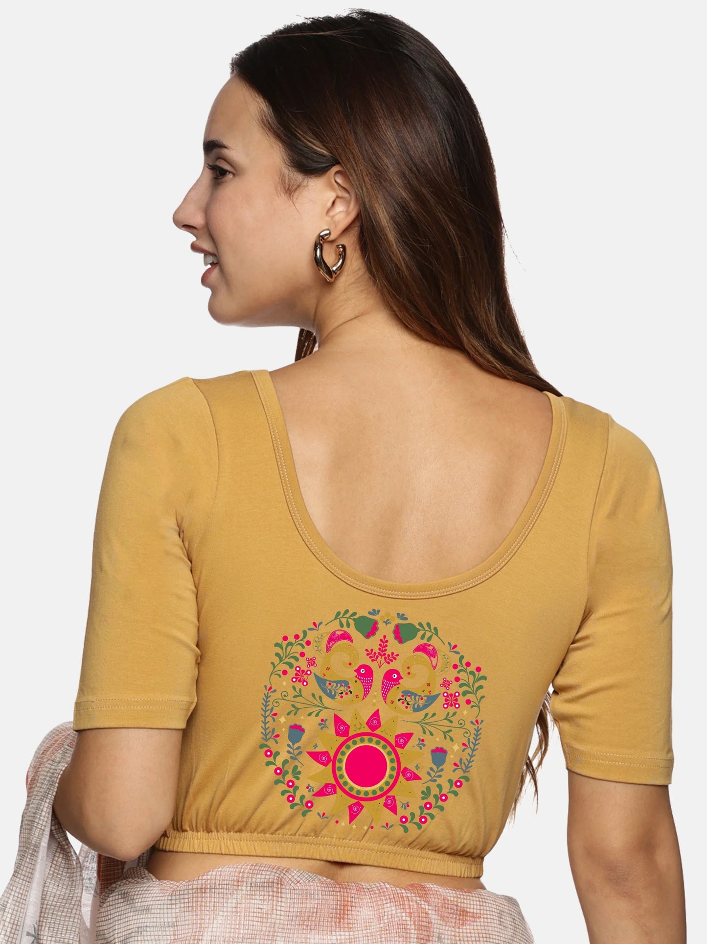 Women Back Printed Stretchable Blouse U0141 - notyetbyus