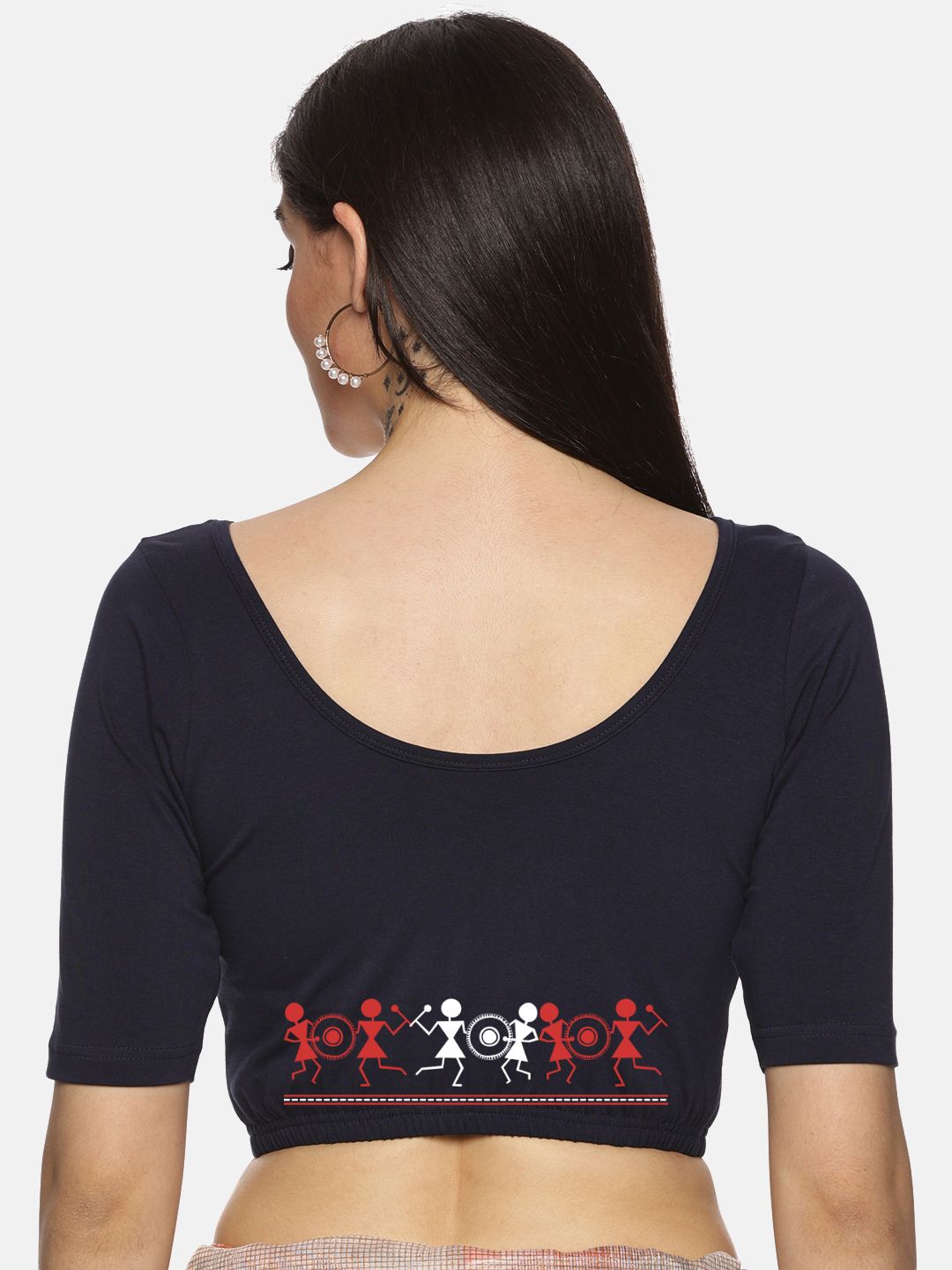 Women Back Printed Stretchable Blouse U028 - notyetbyus