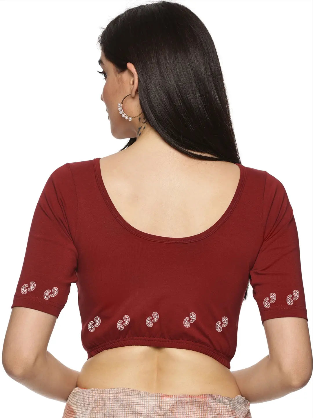 Women Back Printed Stretchable Blouse U089 - notyetbyus