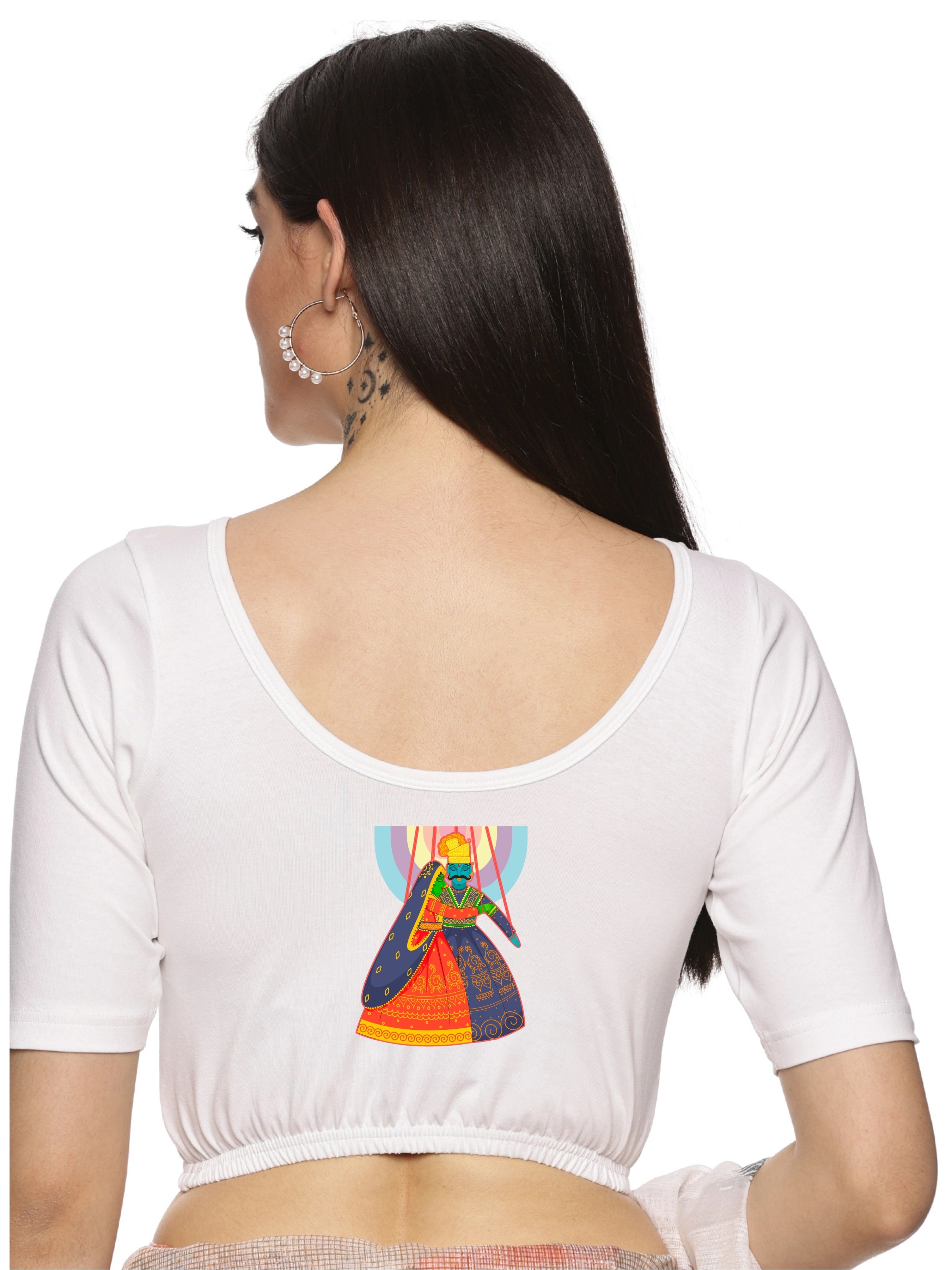 Women Back Printed Stretchable Blouse U0142 - notyetbyus