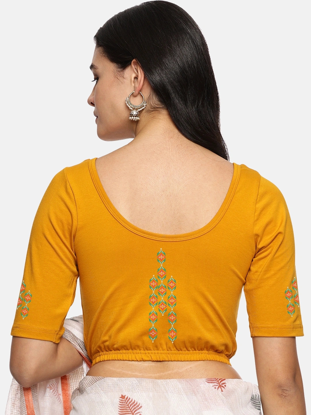 Women Back Printed Stretchable Blouse U0178 - notyetbyus