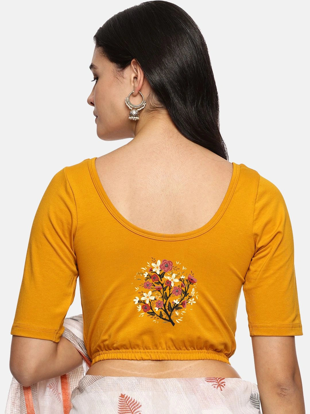 Women Back Printed Stretchable Blouse U0174 - notyetbyus