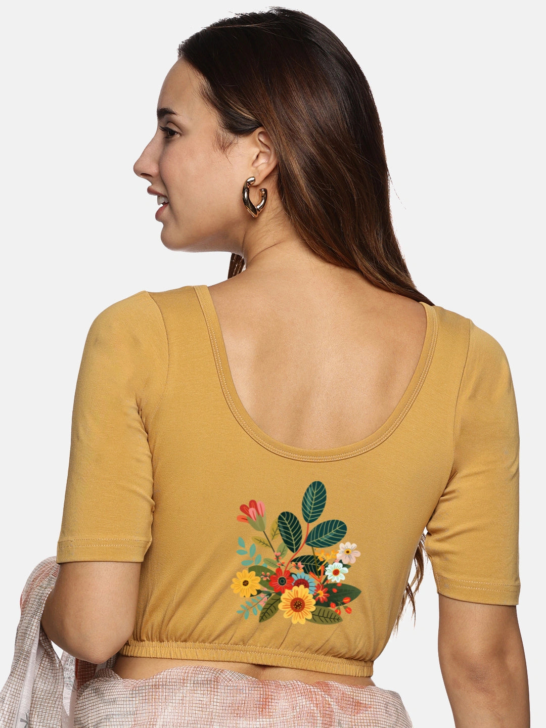 Women Back Printed Stretchable Blouse U0161 - notyetbyus