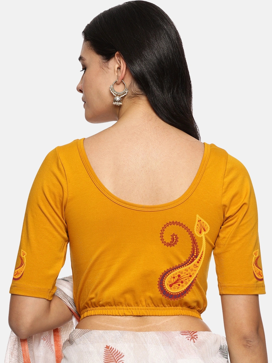 Women Back Printed Stretchable Blouse U0177 - notyetbyus