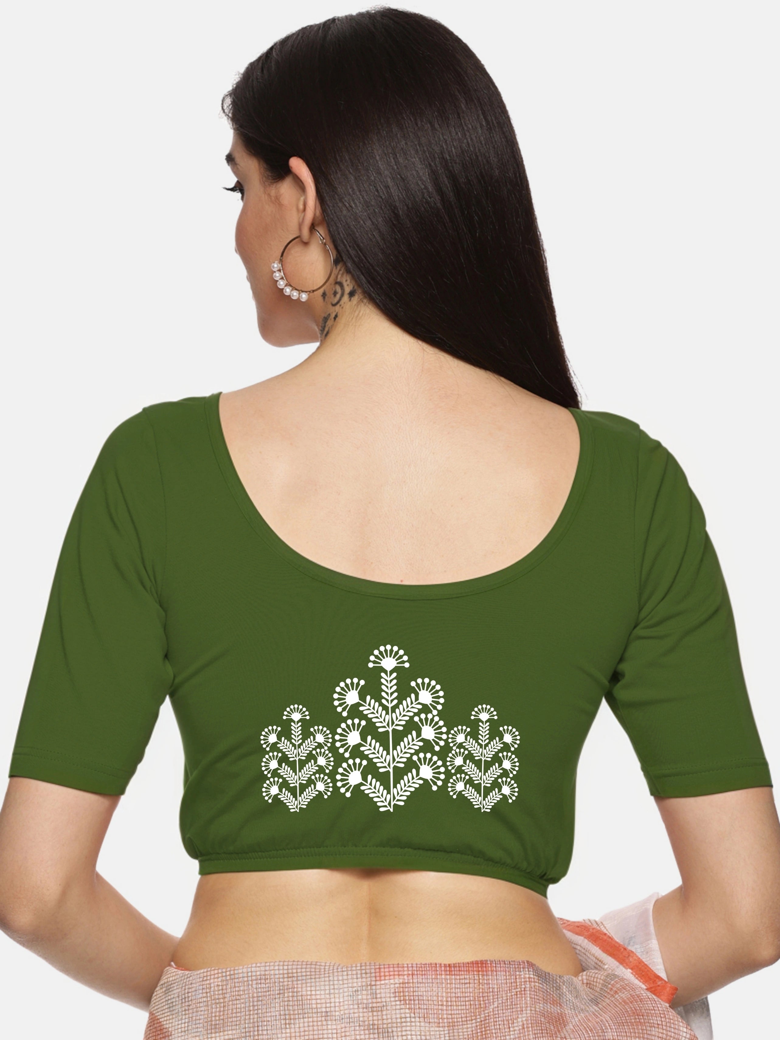 Women Back Printed Stretchable Blouse U019 - notyetbyus
