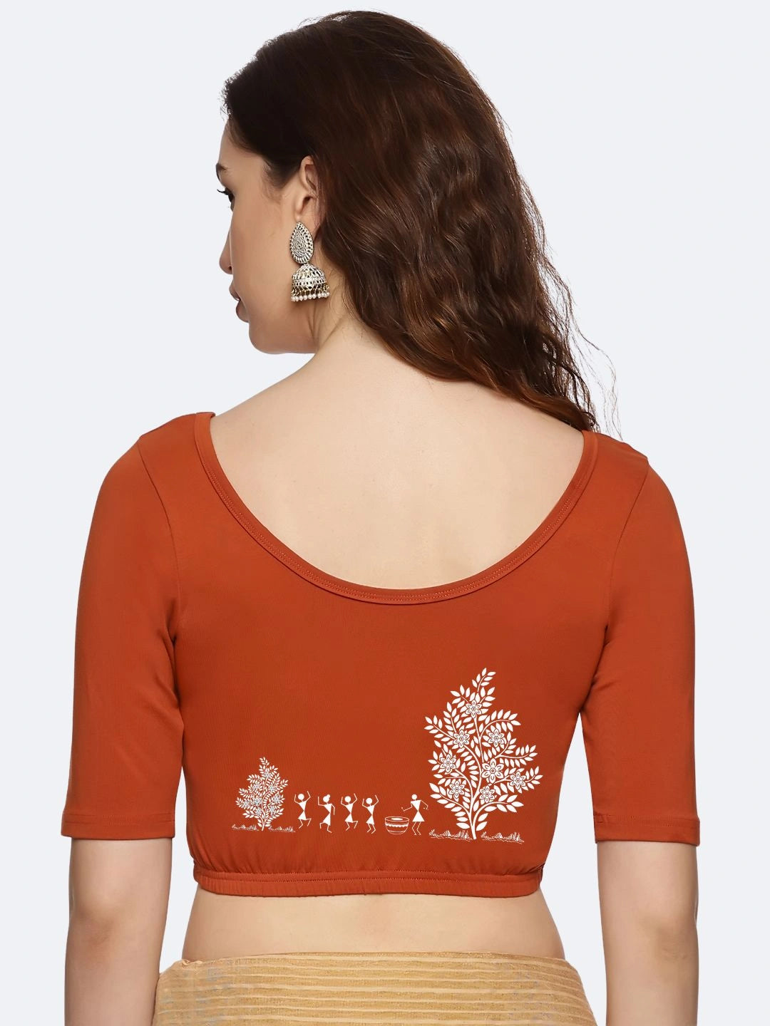Women Back Printed Stretchable Blouse U0165 - notyetbyus