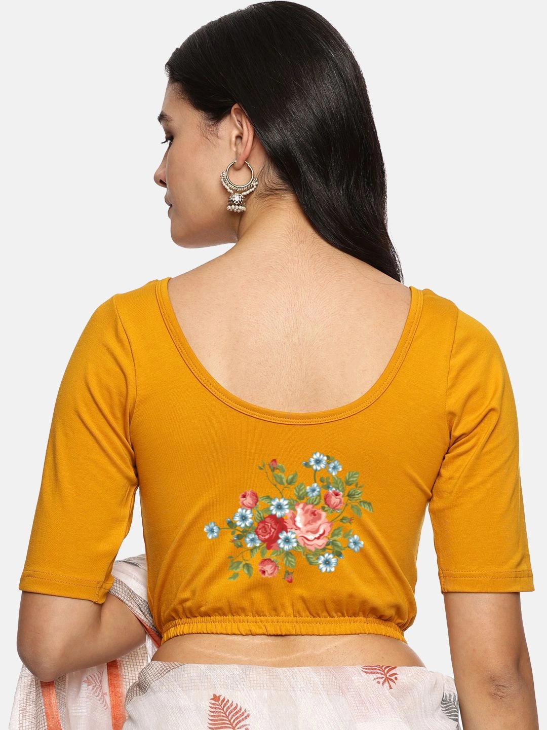Women Back Printed Stretchable Blouse U0176 - notyetbyus
