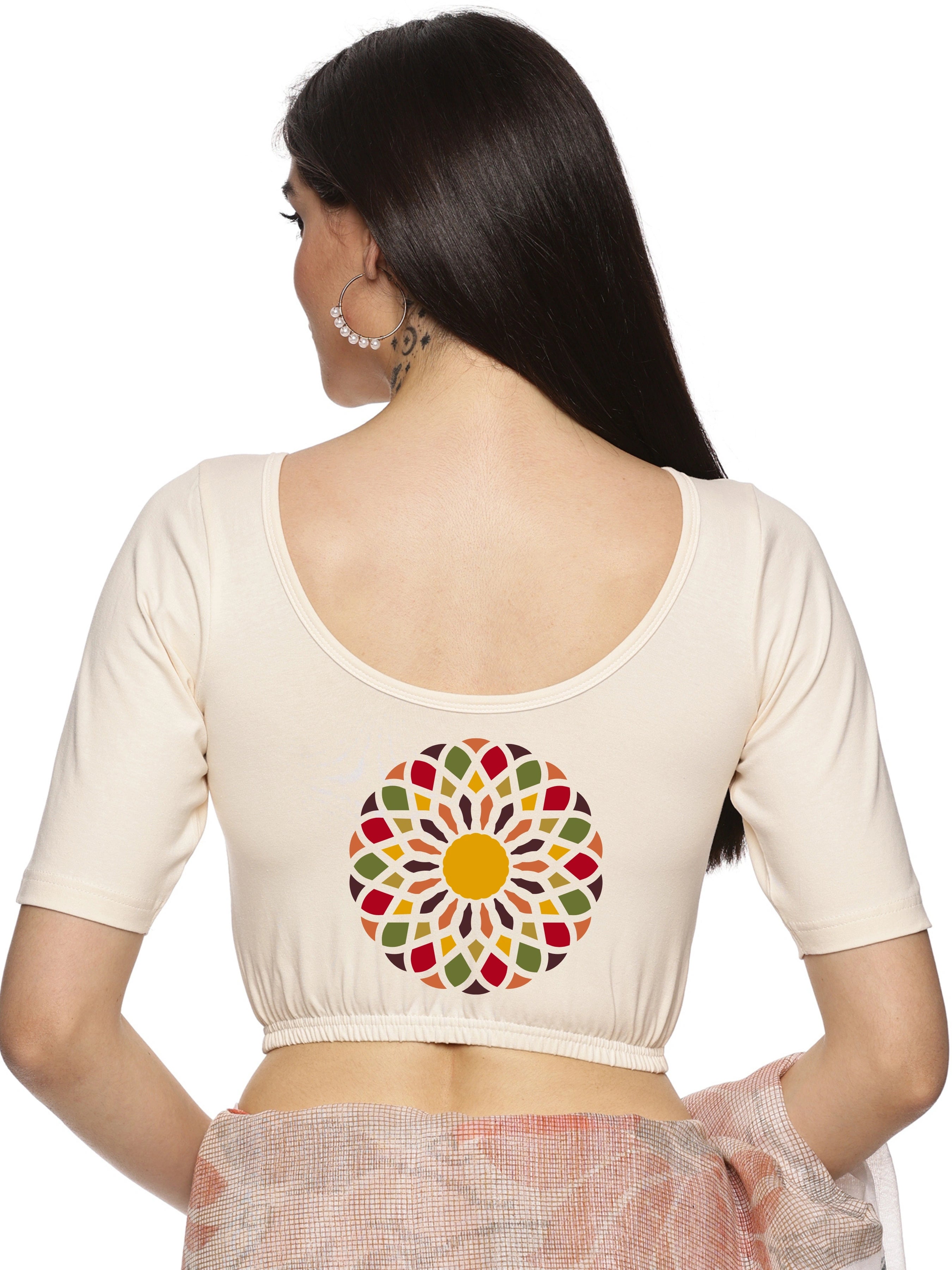 Women Back Printed Stretchable Blouse U0144 - notyetbyus