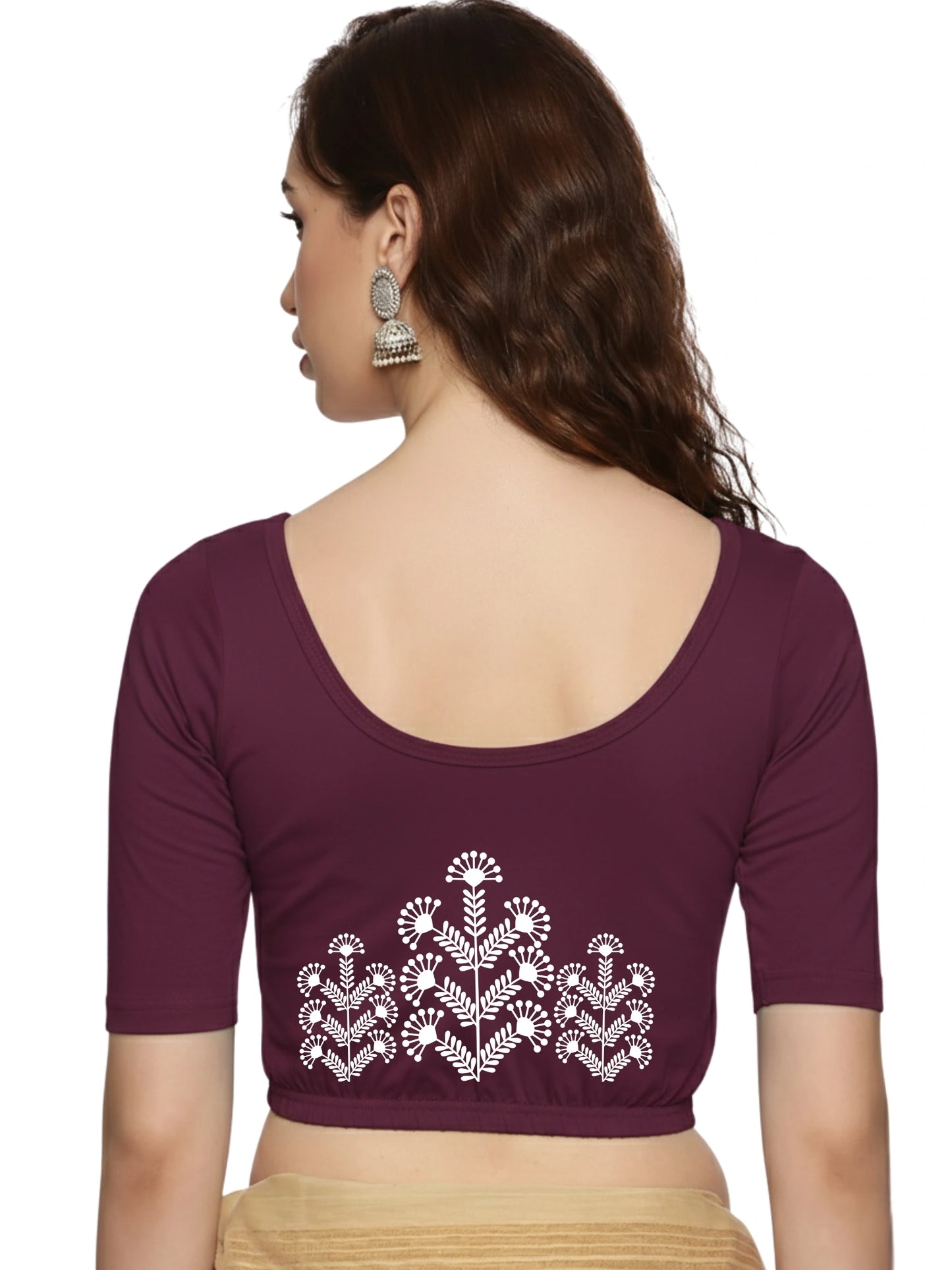 Women Back Printed Stretchable Blouse U019