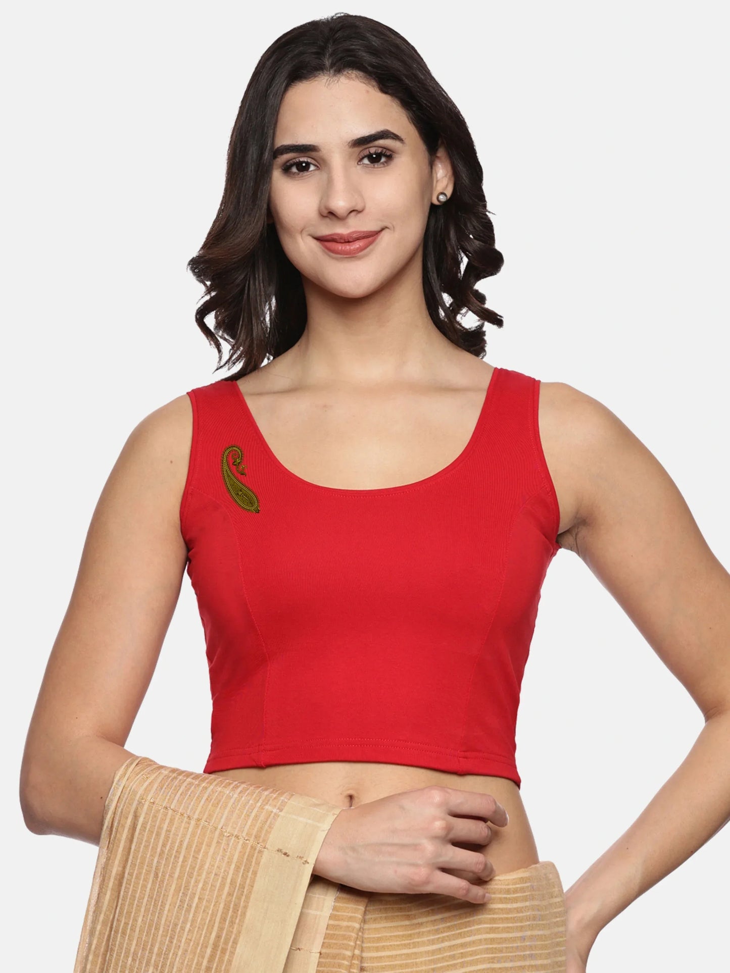 Women Sleevless Back Printed Stretchable Blouse U0204 - notyetbyus