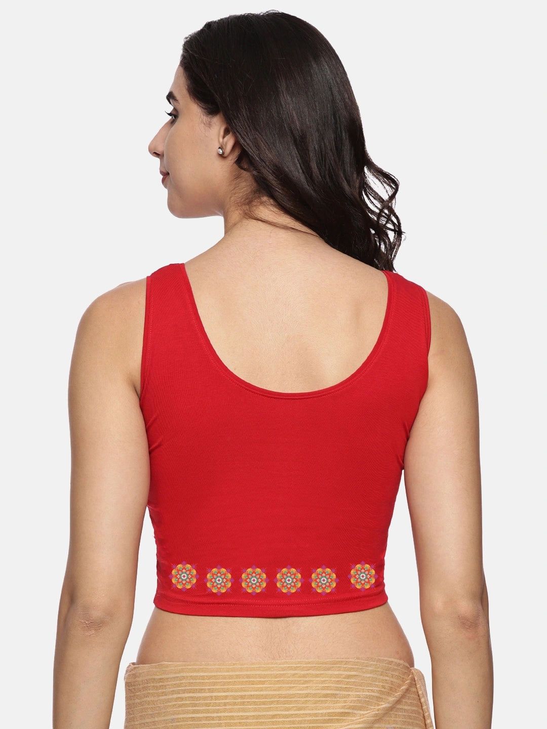 Women Sleevless Back Printed Stretchable  Blouse U0210 - notyetbyus