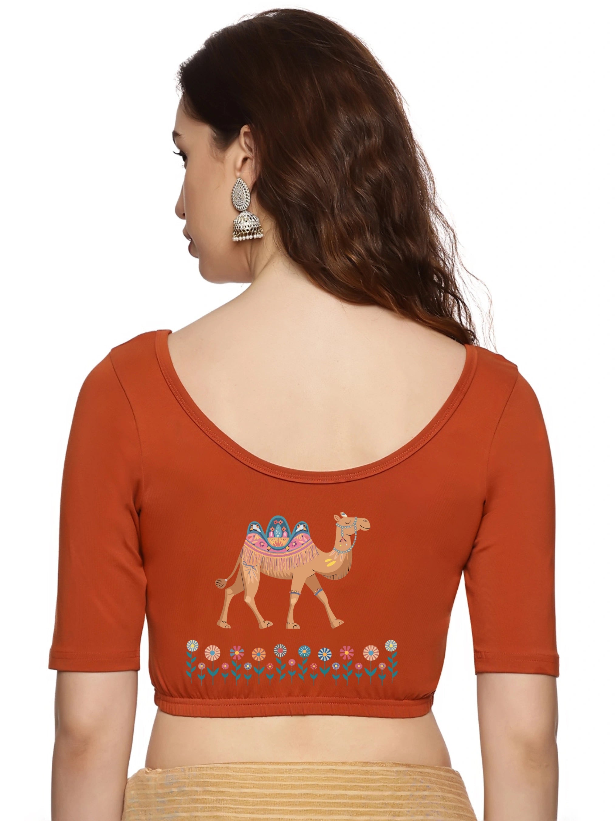Women Back Printed Stretchable Blouse U0132 - notyetbyus