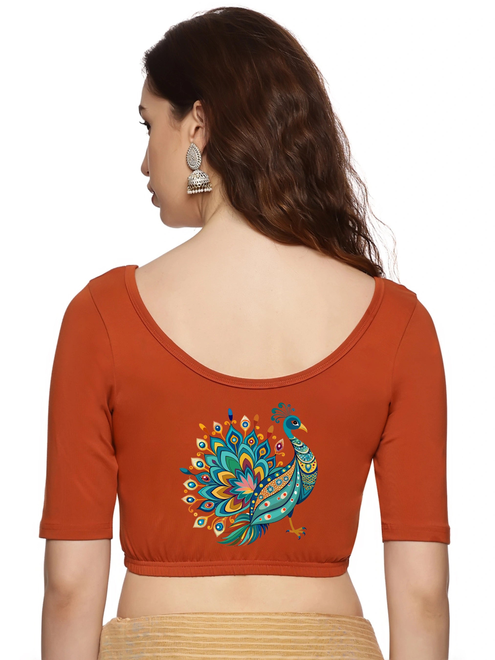 Women Back Printed Stretchable Blouse U0135 - notyetbyus