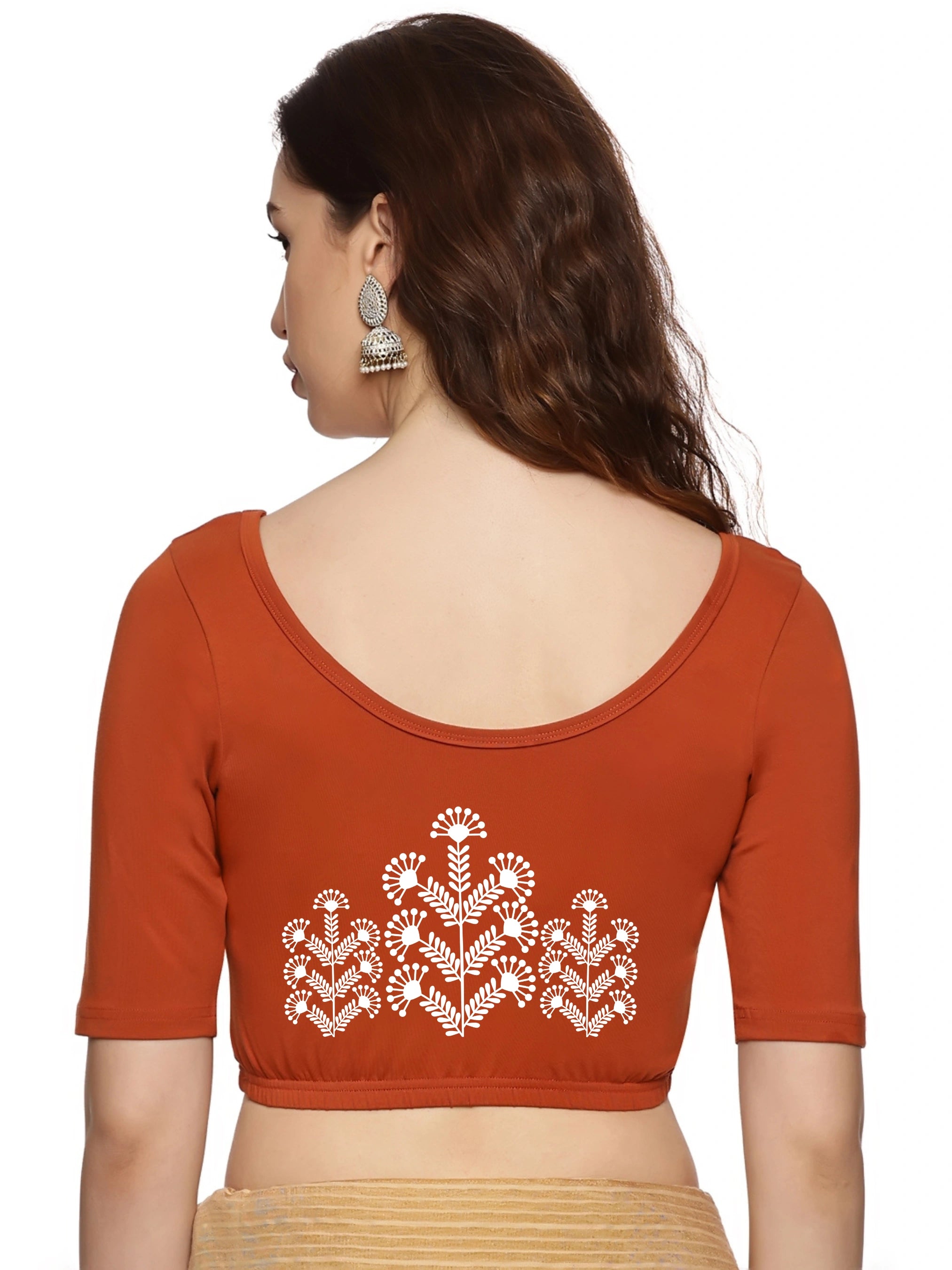Women Back Printed Stretchable Blouse U019 - notyetbyus