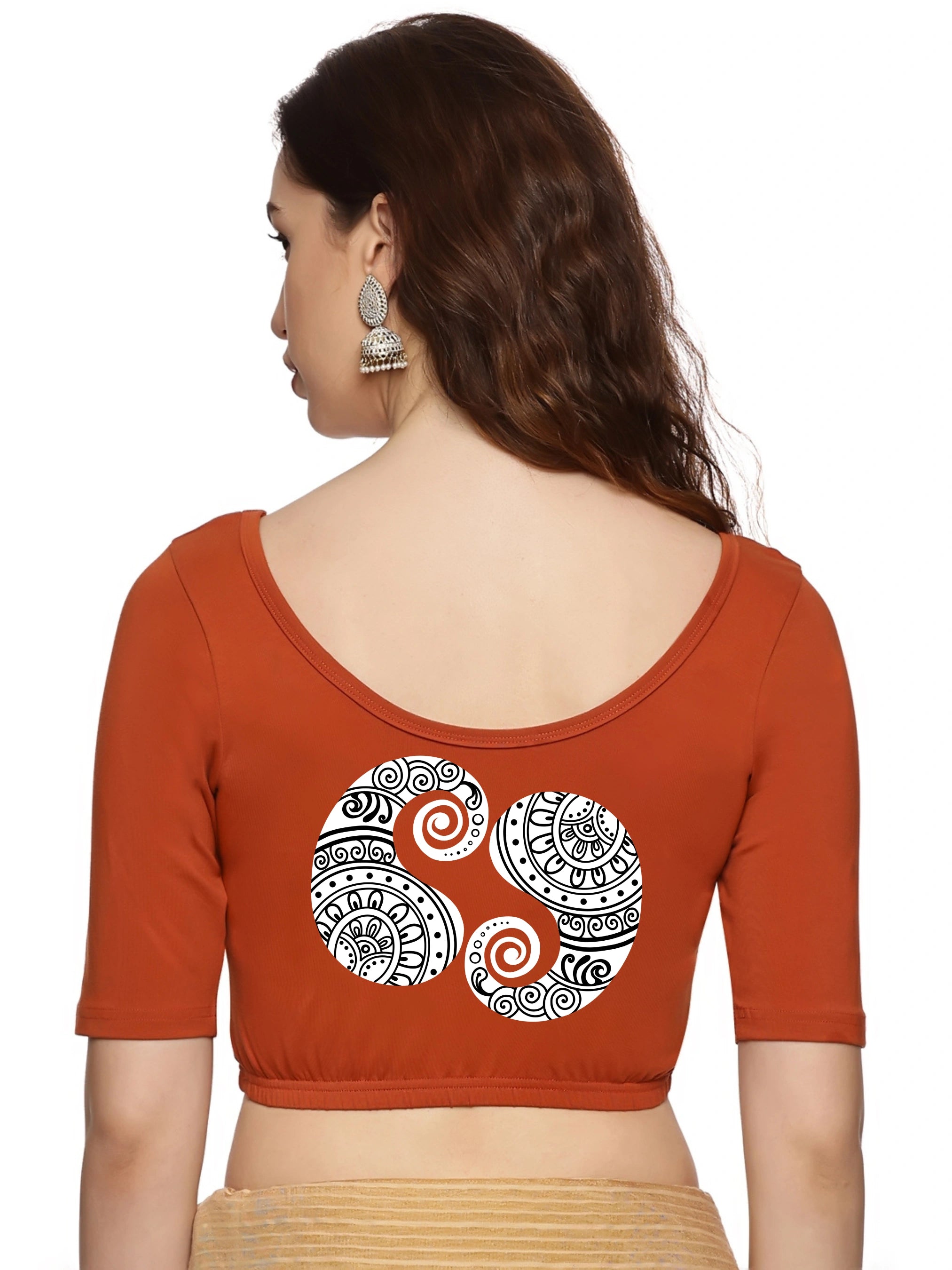 Women Back Printed Stretchable Blouse U021 - notyetbyus