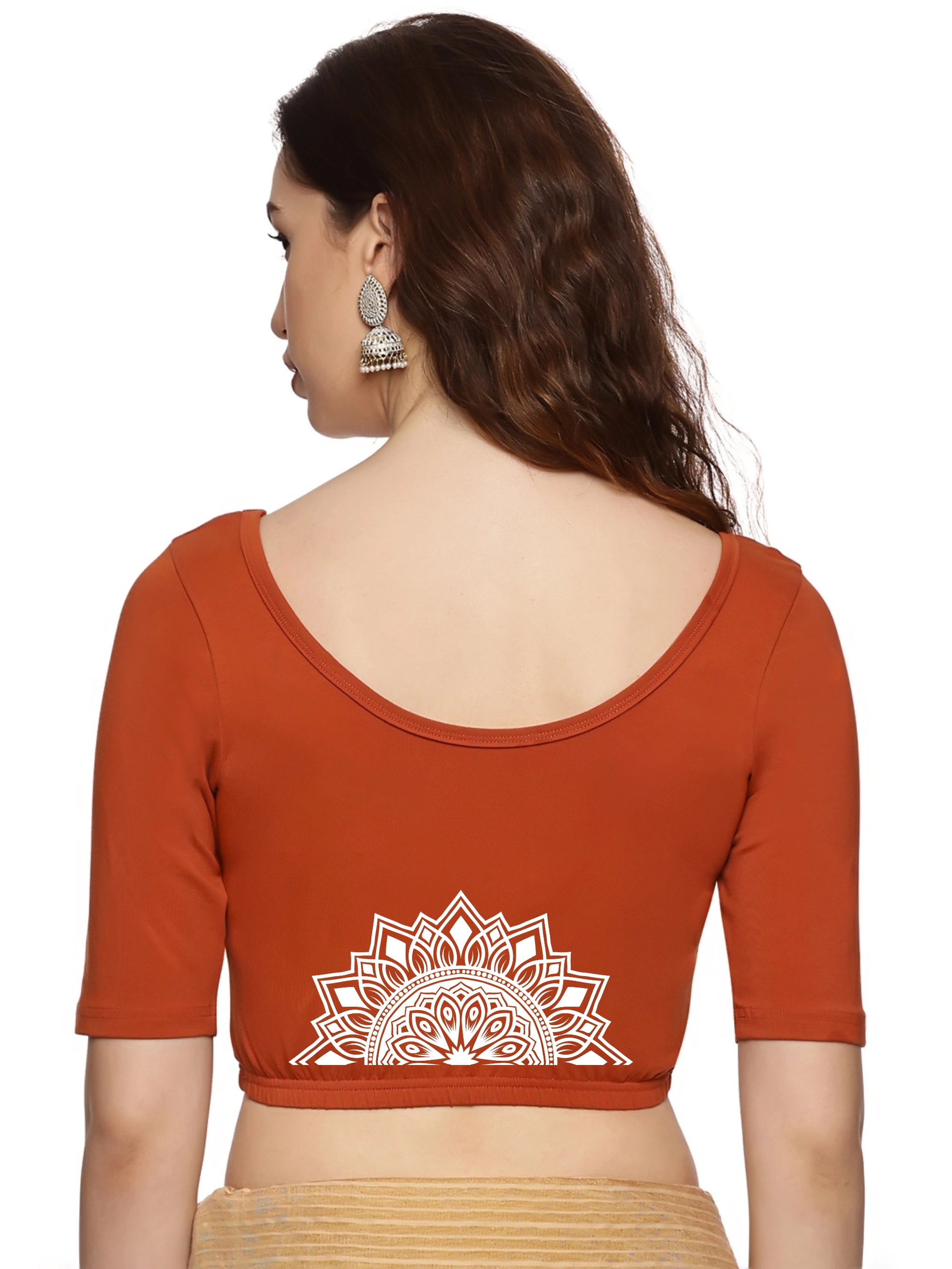 Women Back Printed Stretchable Blouse U022 - notyetbyus