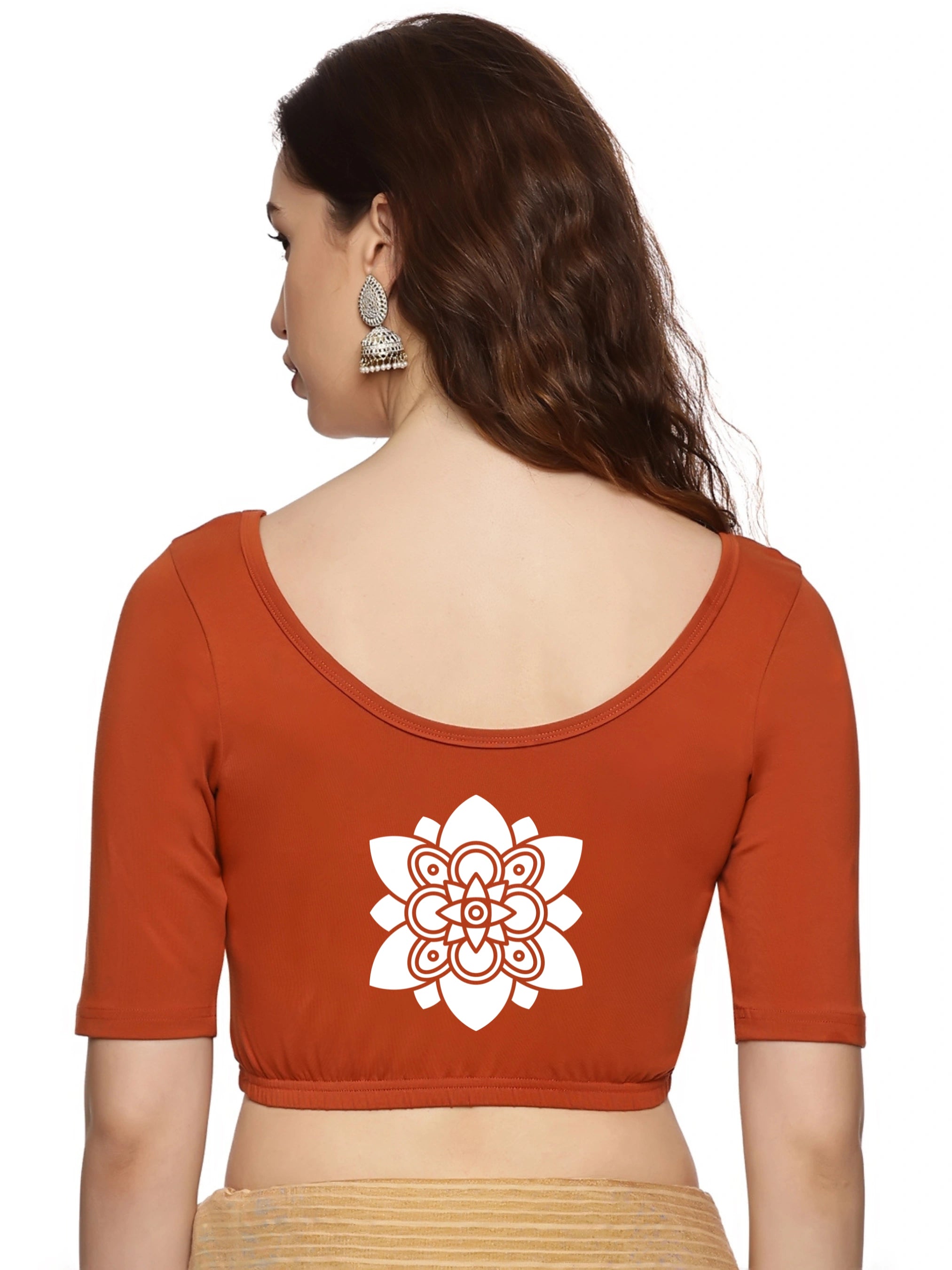 Women Back Printed Stretchable Blouse U037 - notyetbyus
