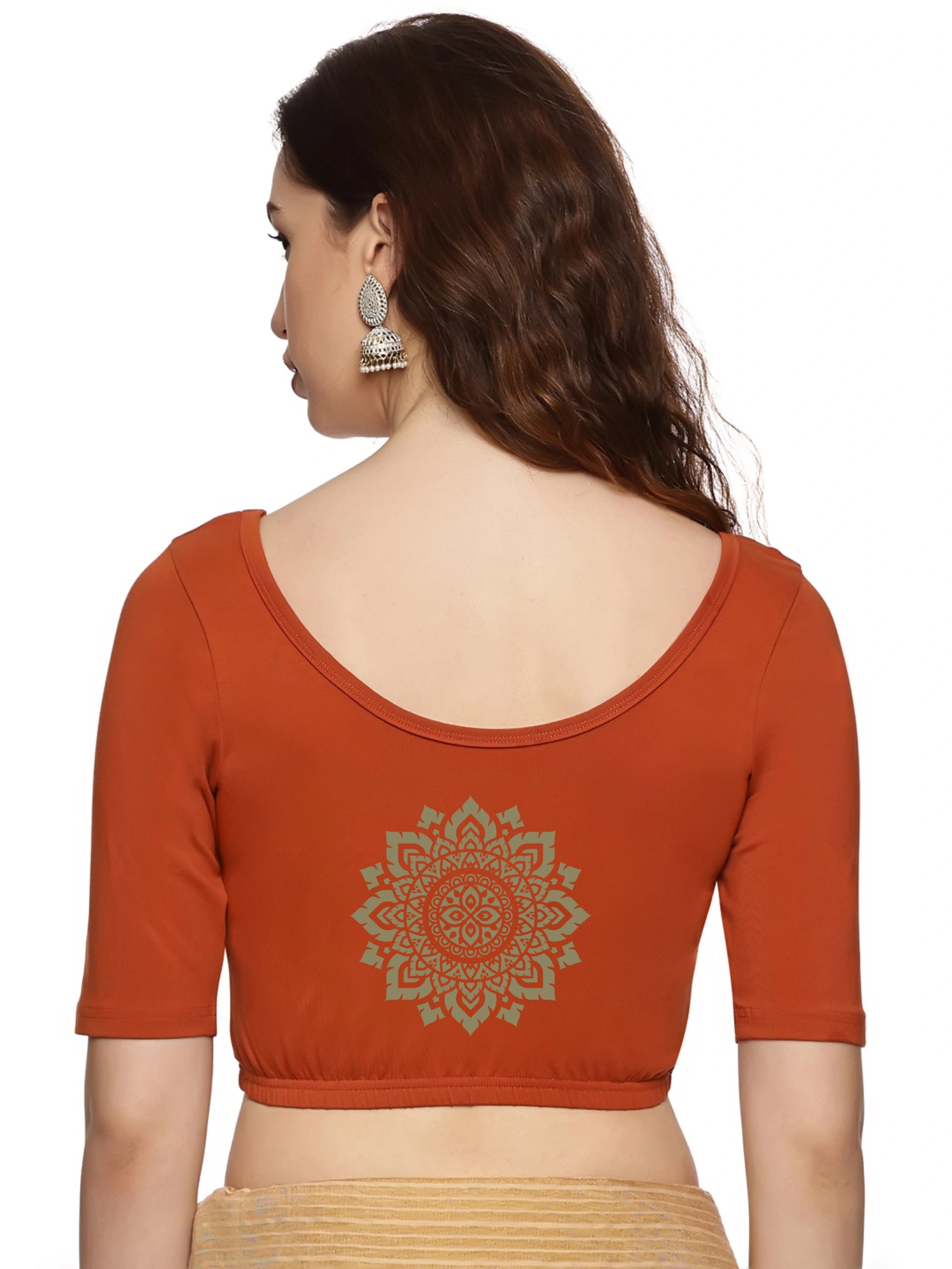 Women Back Printed Stretchable Blouse U057 - notyetbyus