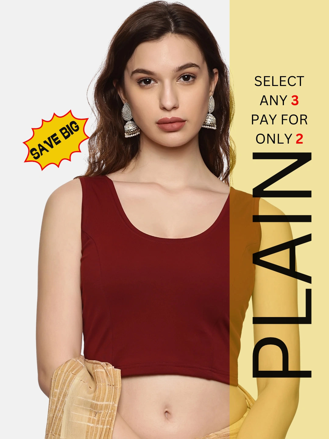 Women Sleevless Plain Stretchable  Blouse U0201 - notyetbyus