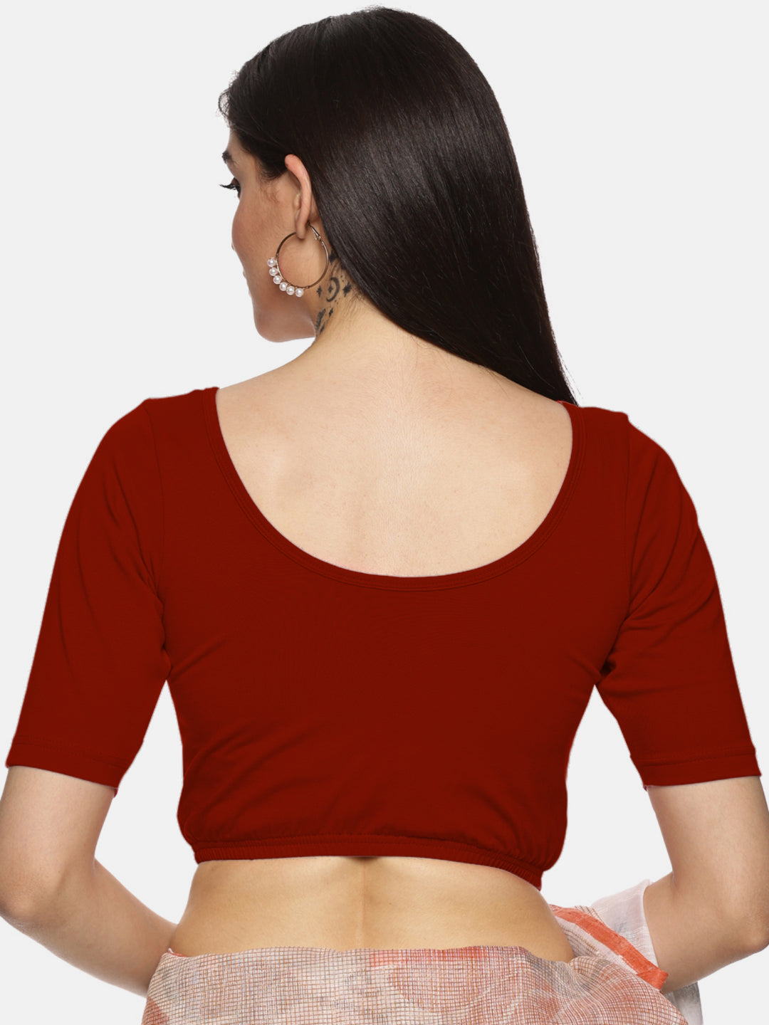 Women Plain Stretchable Blouse U01A - notyetbyus
