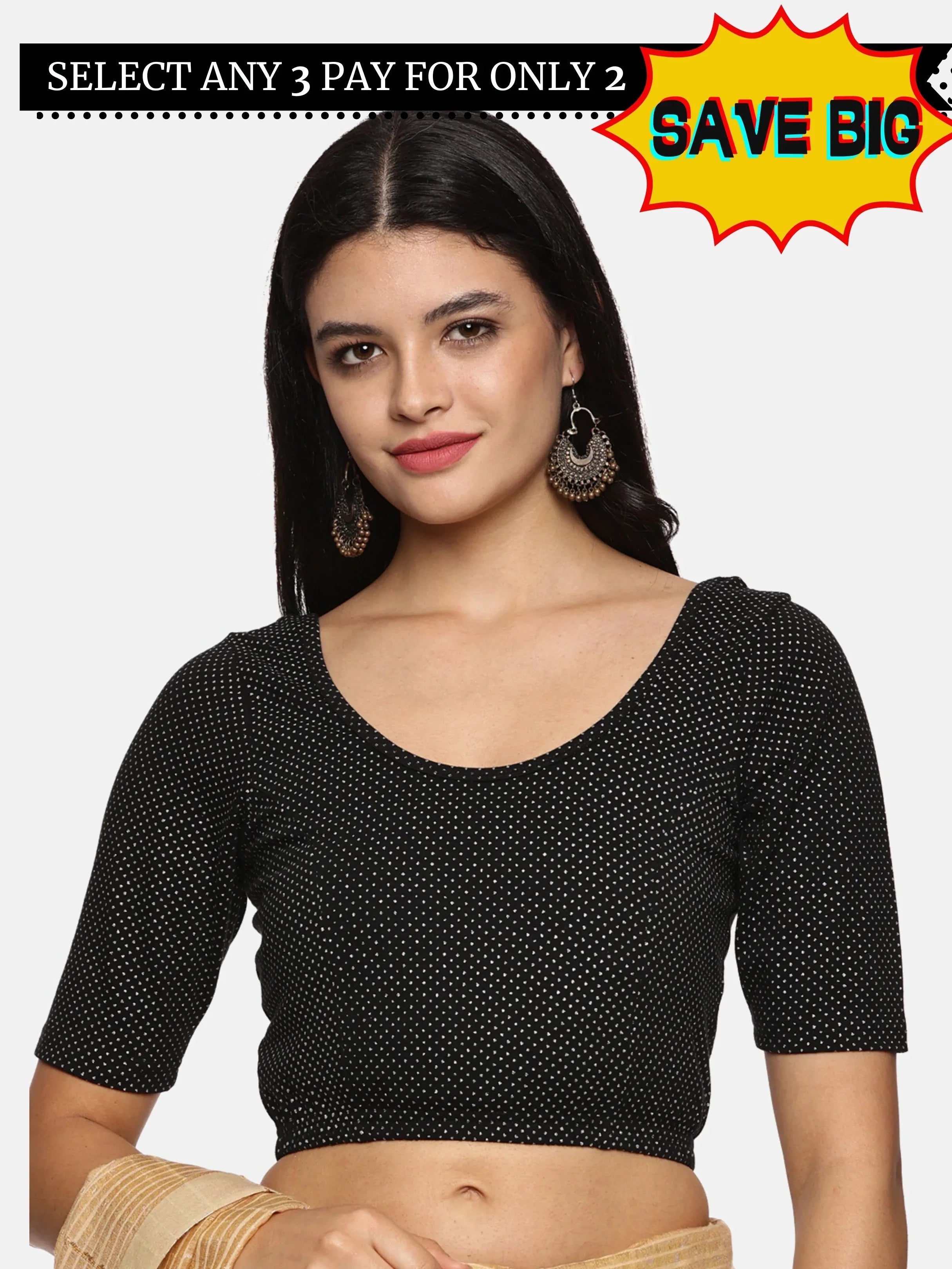 Women Allover Printed Creme Stretchable Blouse UA04