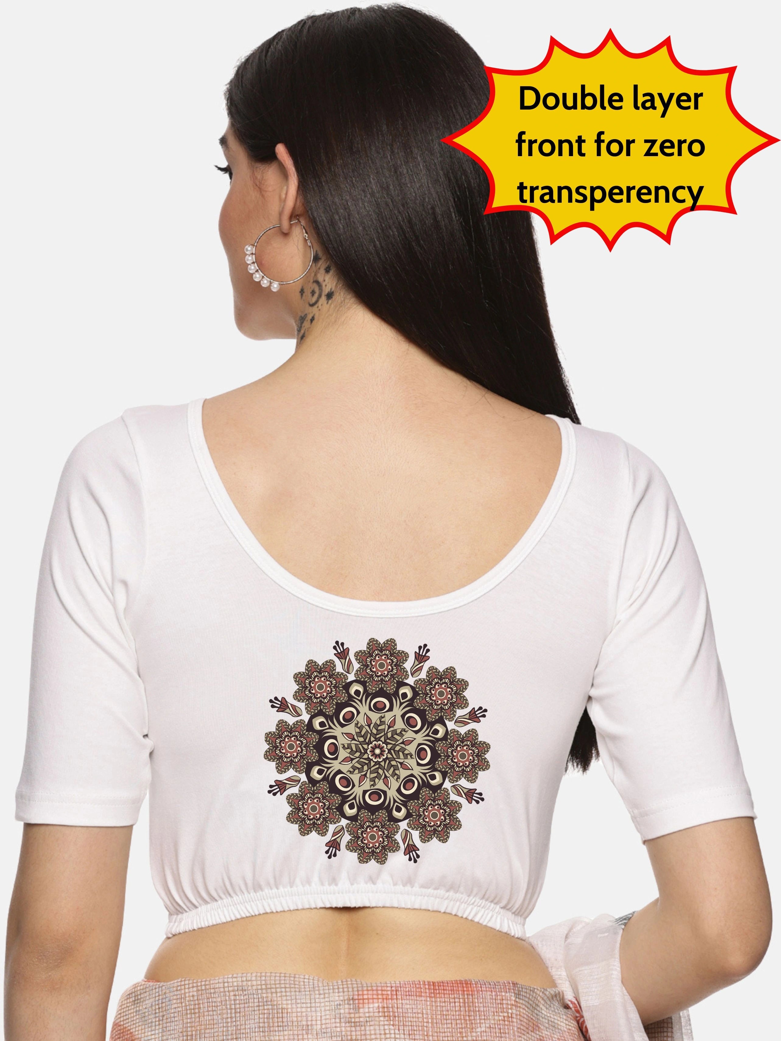 Women Back Printed Stretchable Blouse U05 - notyetbyus