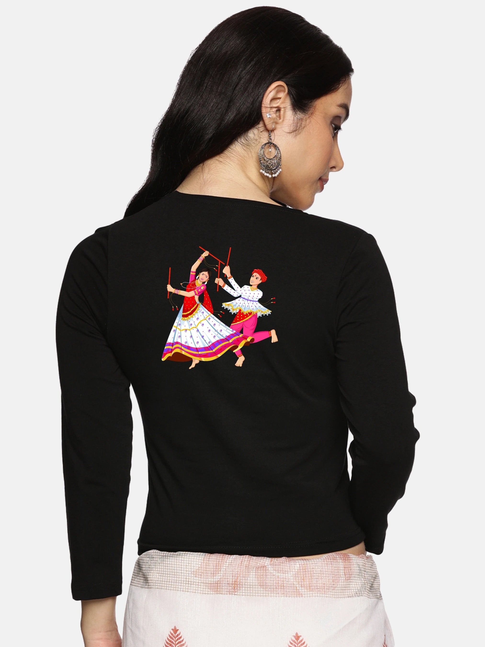 Women Three Fourth Sleeve Back Print Stretchable Blouse U0112 - notyetbyus