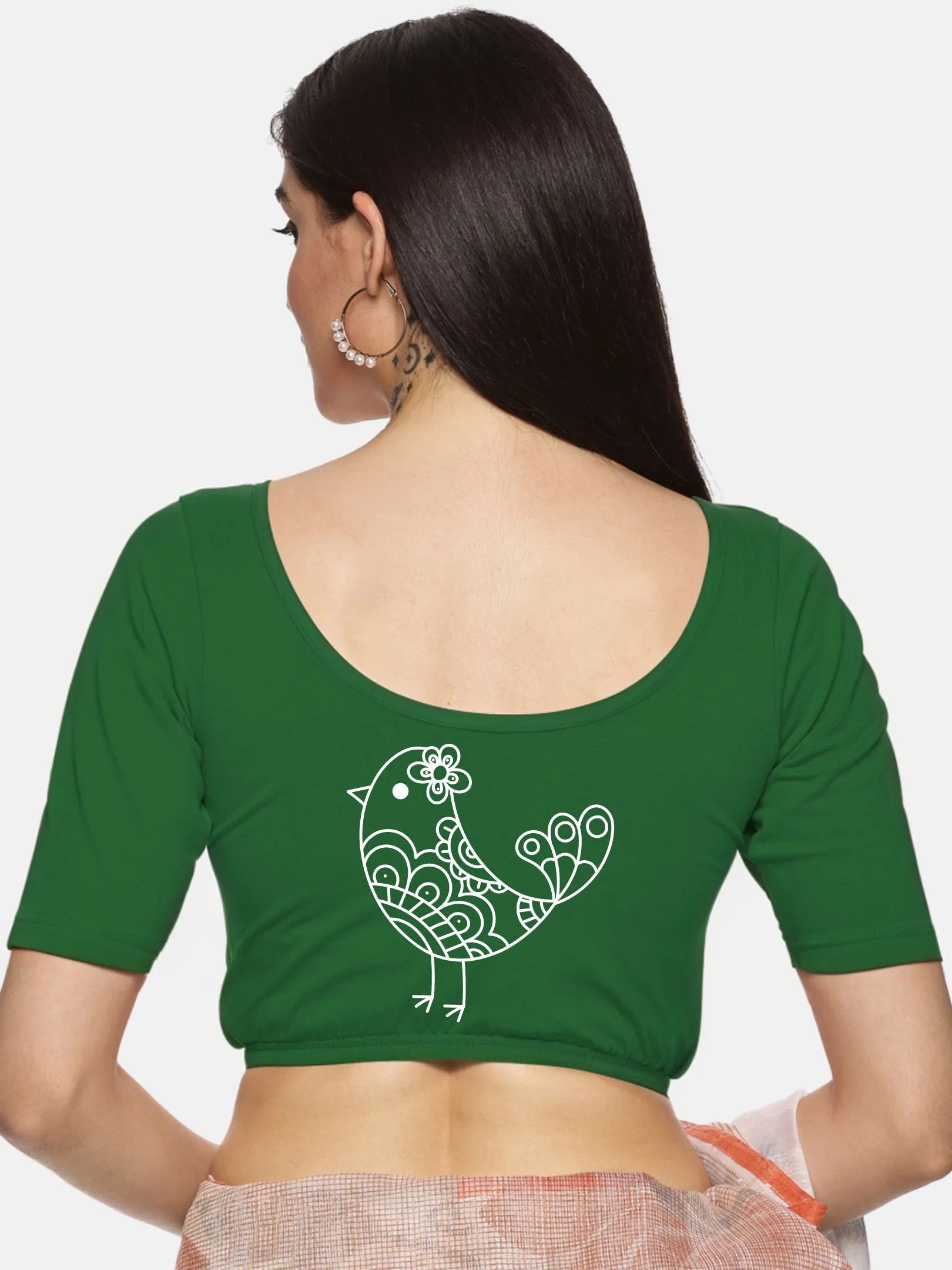 Women Back Printed Stretchable Blouse U01 - notyetbyus