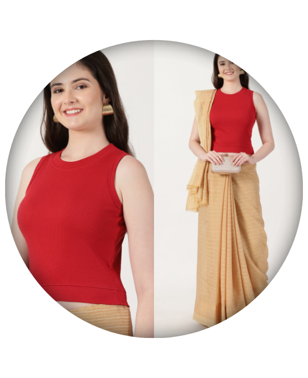 Sleeveless Close Neck Rib Blouse