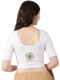 DIY Embroidery Kit with Women Front Open Stretchable Half Sleeve Blouse E05 – White