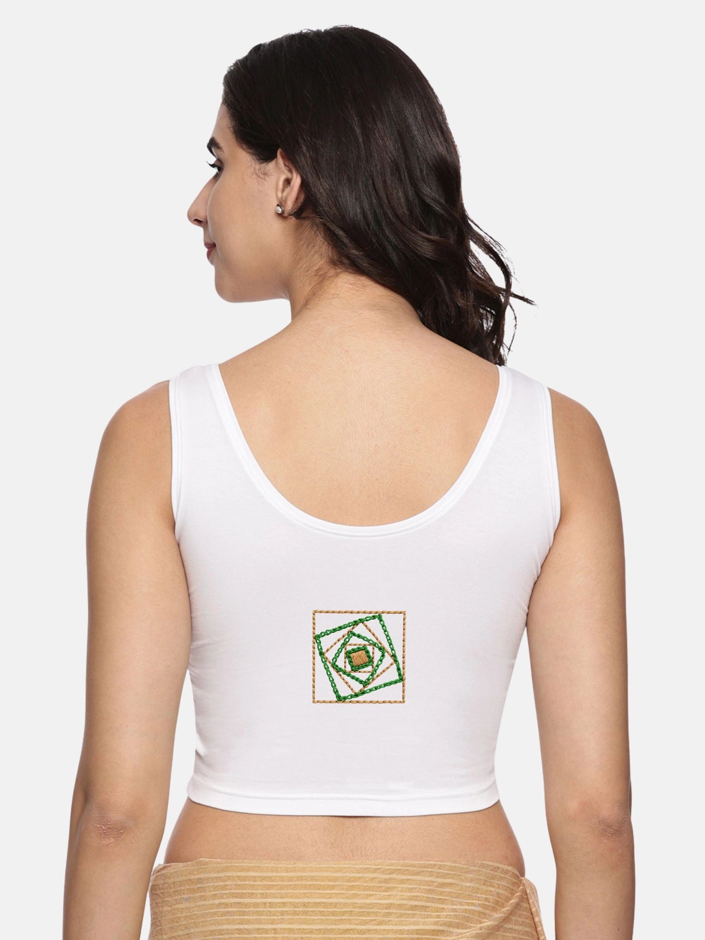 DIY Embroidery Kit with Women Stretchable Sleeveless Blouse E05 – White